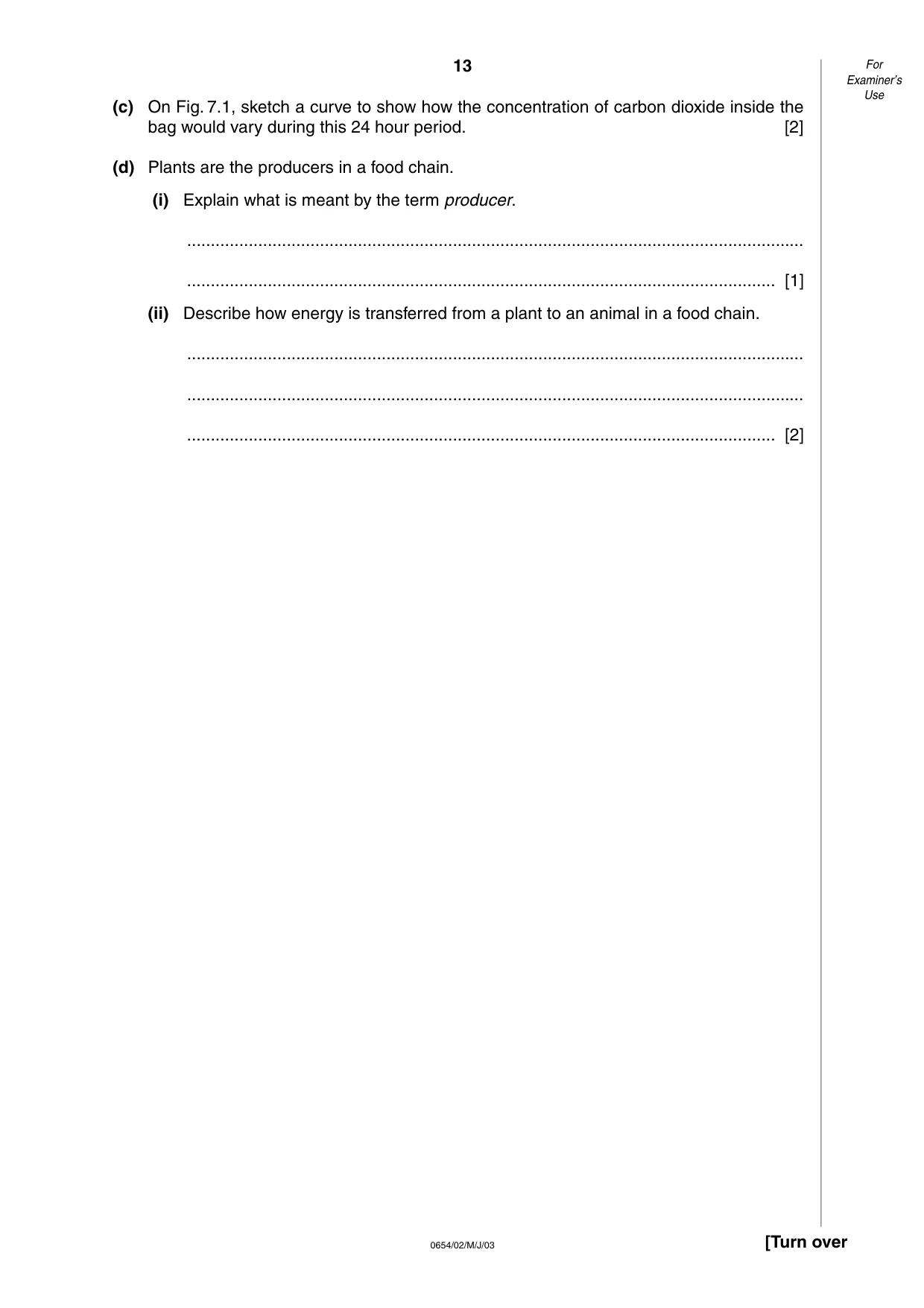 Cambridge IGCSE Sciences - Co-ordinated (Double) 0654 2003 May/June Paper 2 · Variant 1 question paper, page 13 of 24
