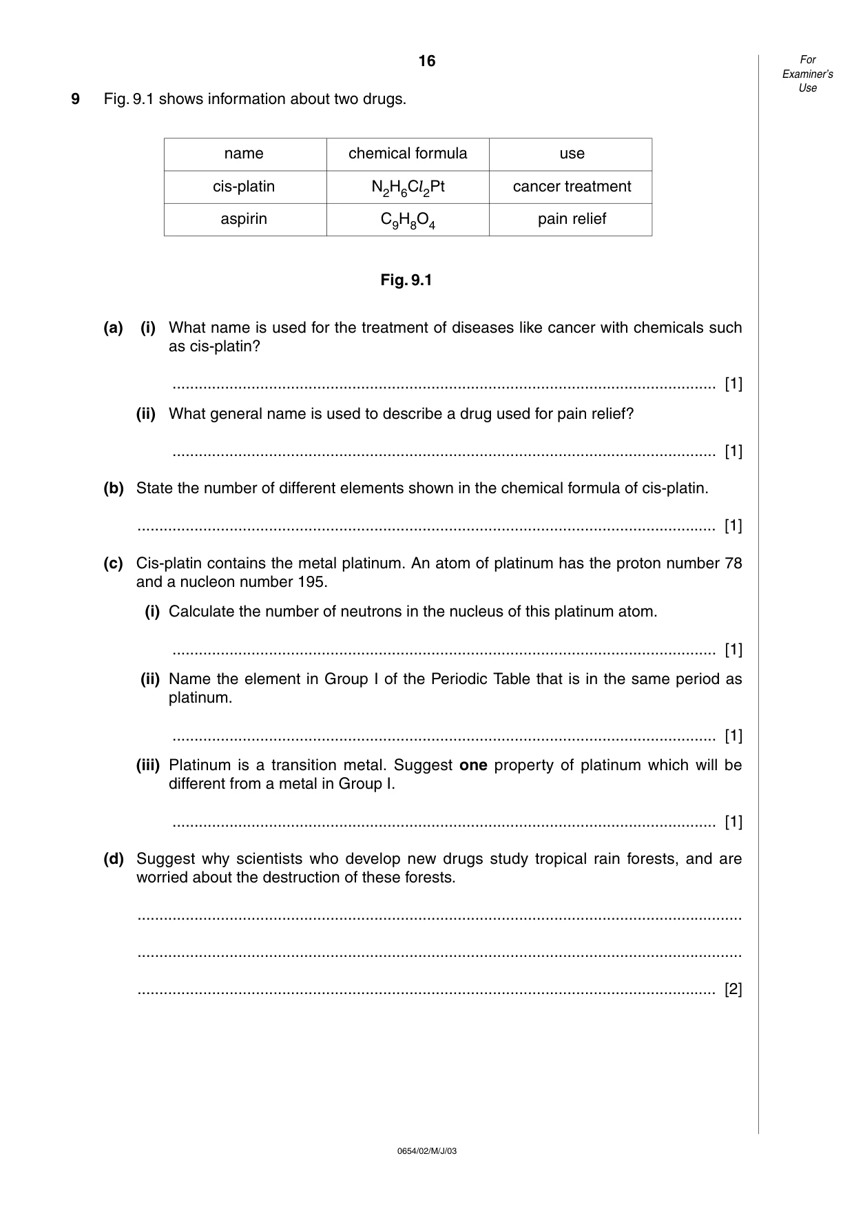 Cambridge IGCSE Sciences - Co-ordinated (Double) 0654 2003 May/June Paper 2 · Variant 1 question paper, page 16 of 24