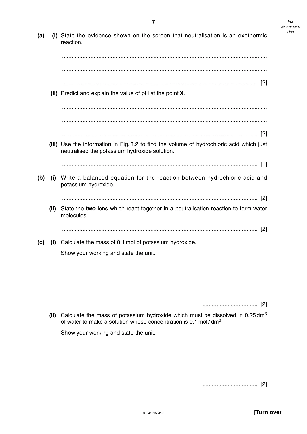 Cambridge IGCSE Sciences - Co-ordinated (Double) 0654 2003 May/June Paper 3 · Variant 1 question paper, page 7 of 24