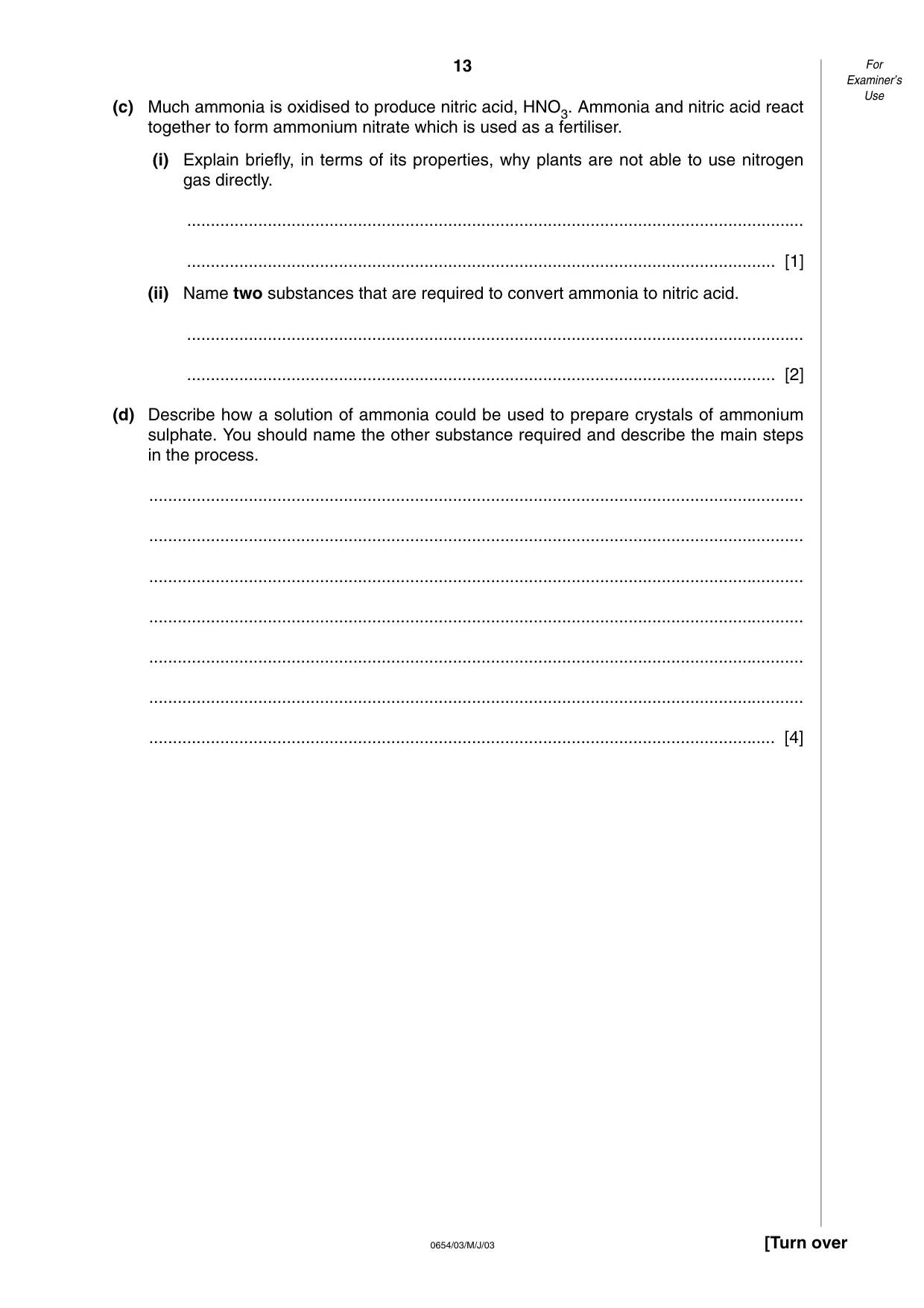 Cambridge IGCSE Sciences - Co-ordinated (Double) 0654 2003 May/June Paper 3 · Variant 1 question paper, page 13 of 24
