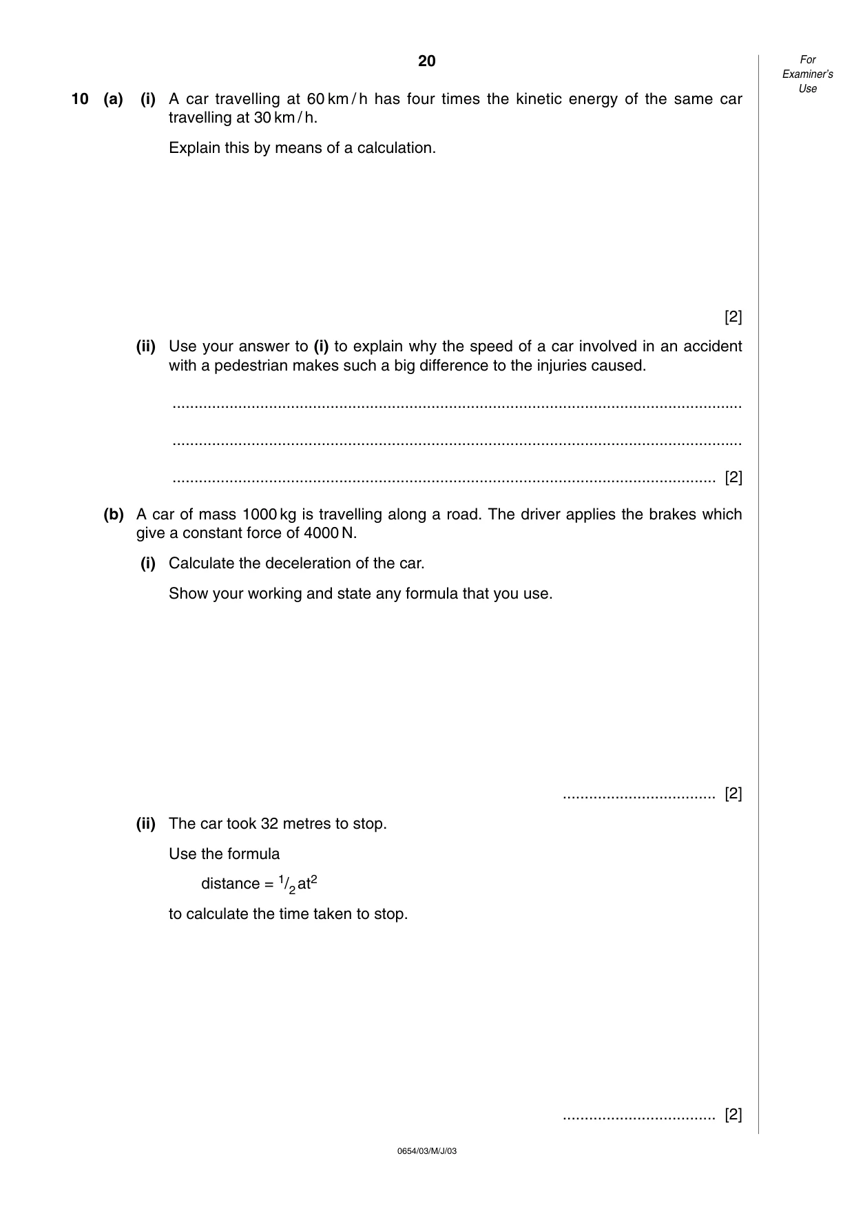 Cambridge IGCSE Sciences - Co-ordinated (Double) 0654 2003 May/June Paper 3 · Variant 1 question paper, page 20 of 24