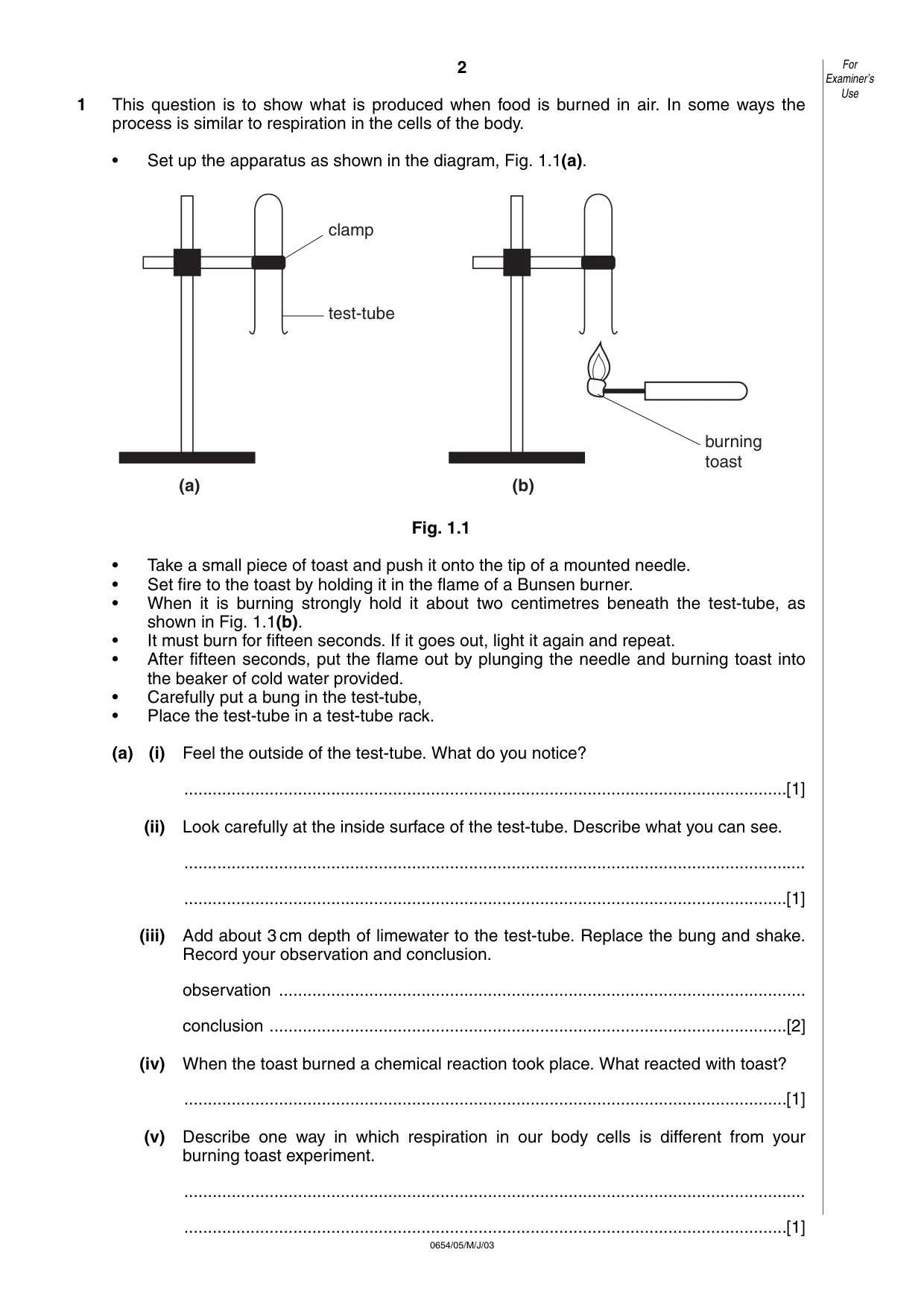 Cambridge IGCSE Sciences - Co-ordinated (Double) 0654 2003 May/June Paper 5 · Variant 1 question paper, page 2 of 12