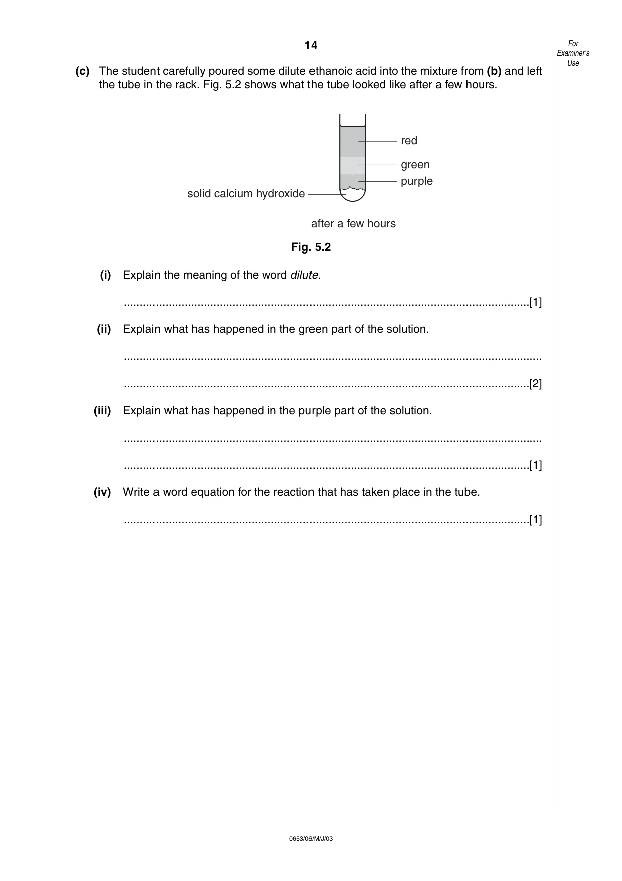 Cambridge IGCSE Sciences - Co-ordinated (Double) 0654 2003 May/June Paper 6 · Variant 1 question paper, page 14 of 16