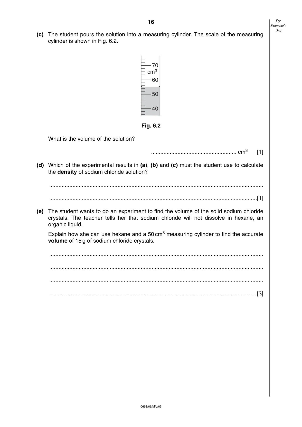 Cambridge IGCSE Sciences - Co-ordinated (Double) 0654 2003 May/June Paper 6 · Variant 1 question paper, page 16 of 16