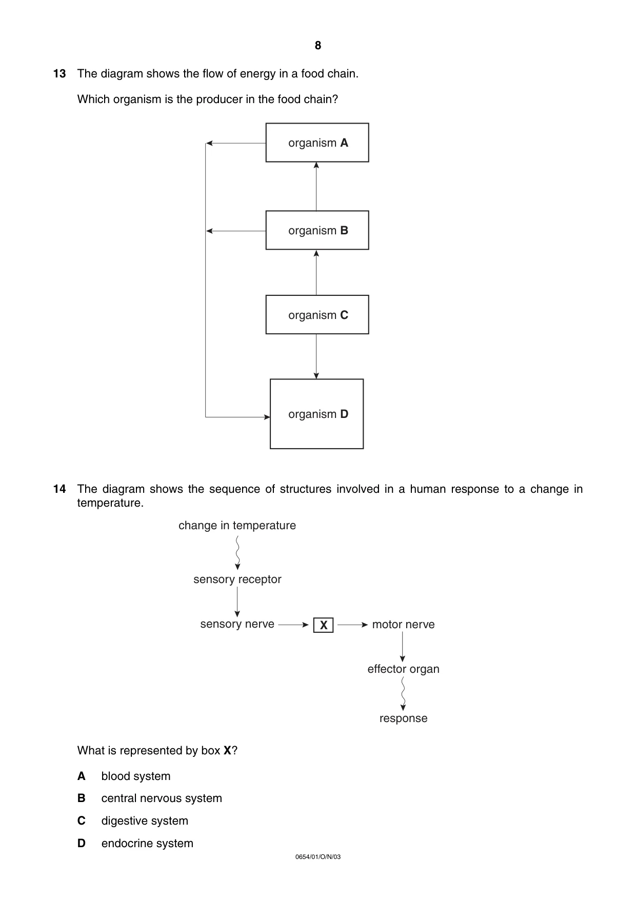 Cambridge IGCSE Sciences - Co-ordinated (Double) 0654 2003 Oct/Nov Paper 1 · Variant 1 question paper, page 8 of 20