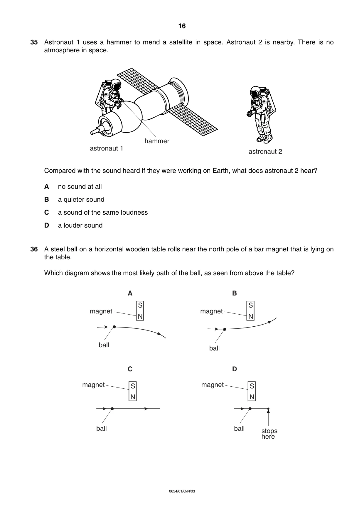 Cambridge IGCSE Sciences - Co-ordinated (Double) 0654 2003 Oct/Nov Paper 1 · Variant 1 question paper, page 16 of 20