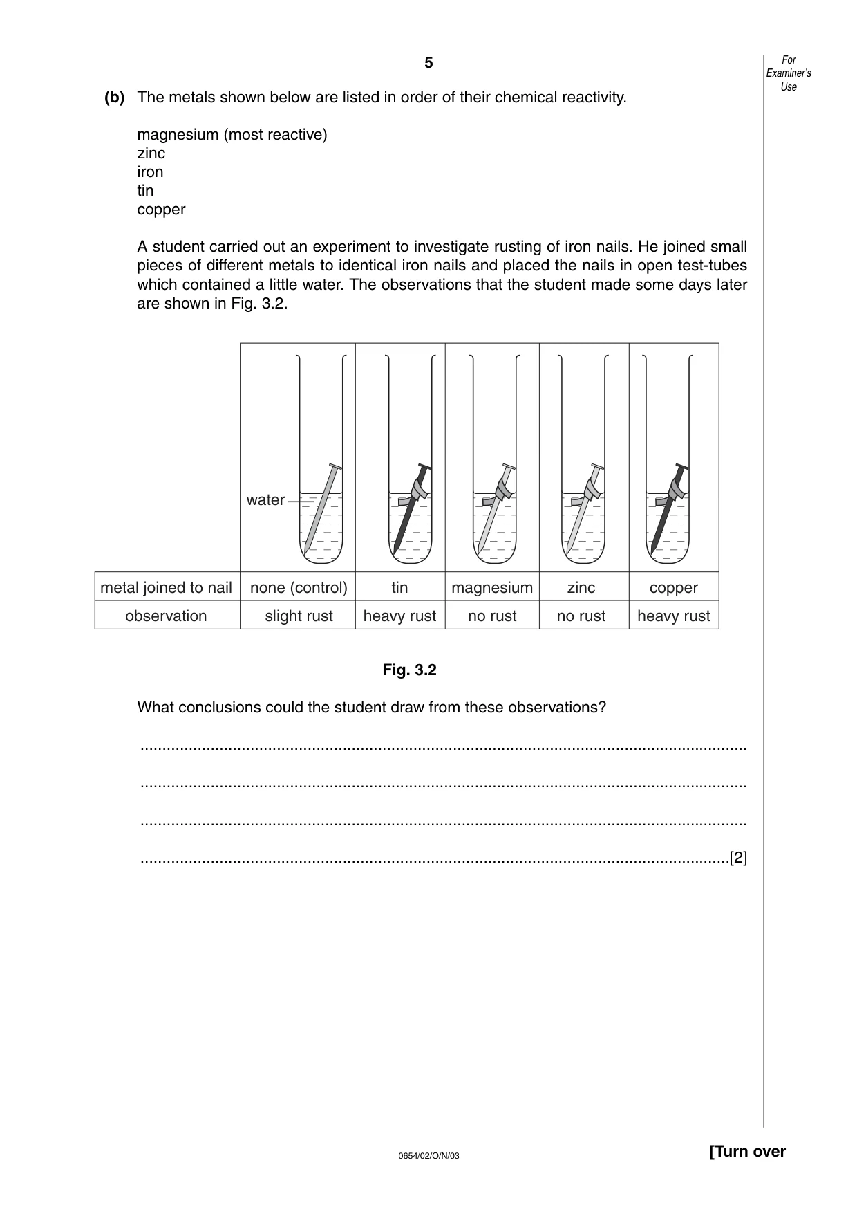 Cambridge IGCSE Sciences - Co-ordinated (Double) 0654 2003 Oct/Nov Paper 2 · Variant 1 question paper, page 5 of 20
