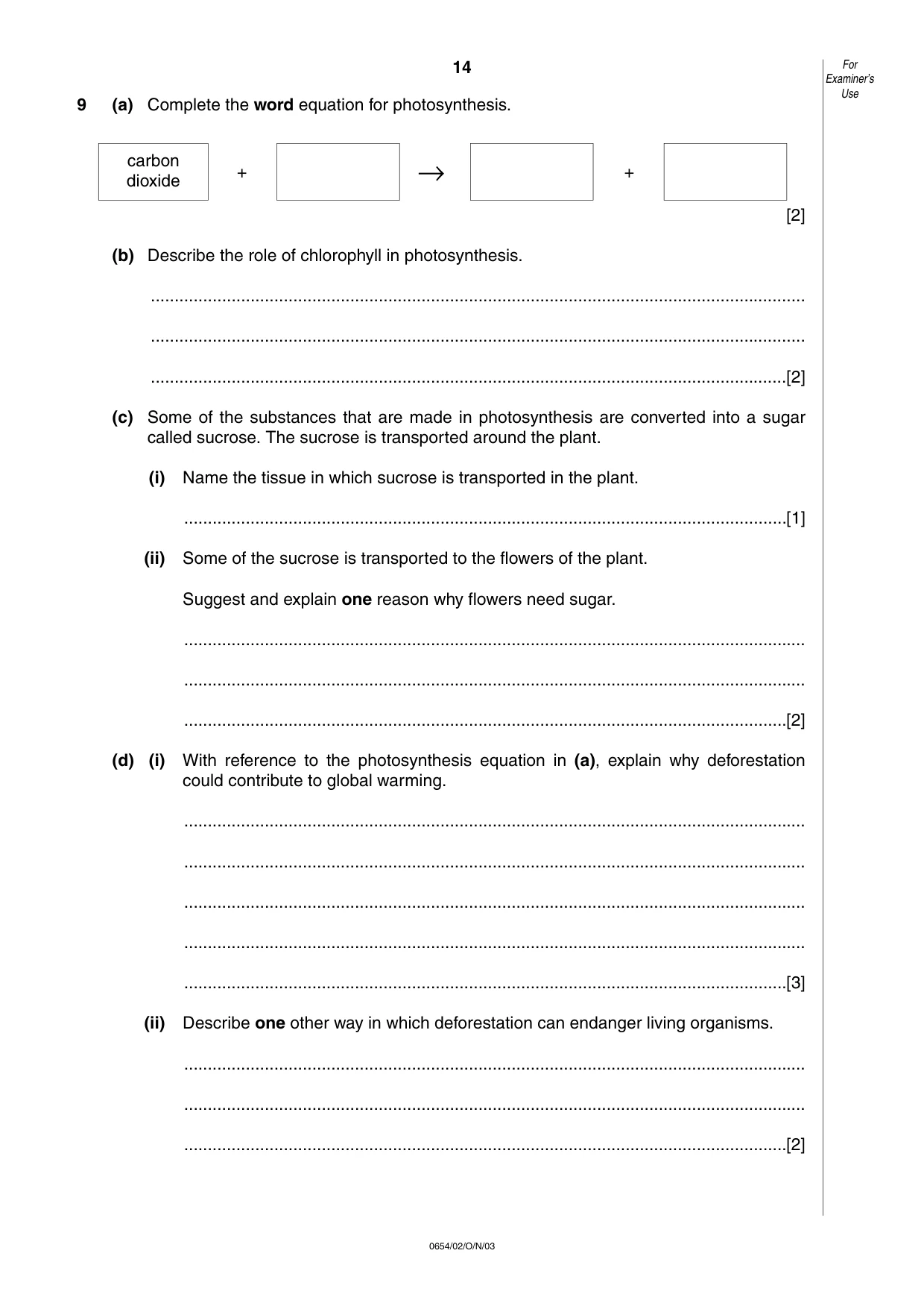Cambridge IGCSE Sciences - Co-ordinated (Double) 0654 2003 Oct/Nov Paper 2 · Variant 1 question paper, page 14 of 20