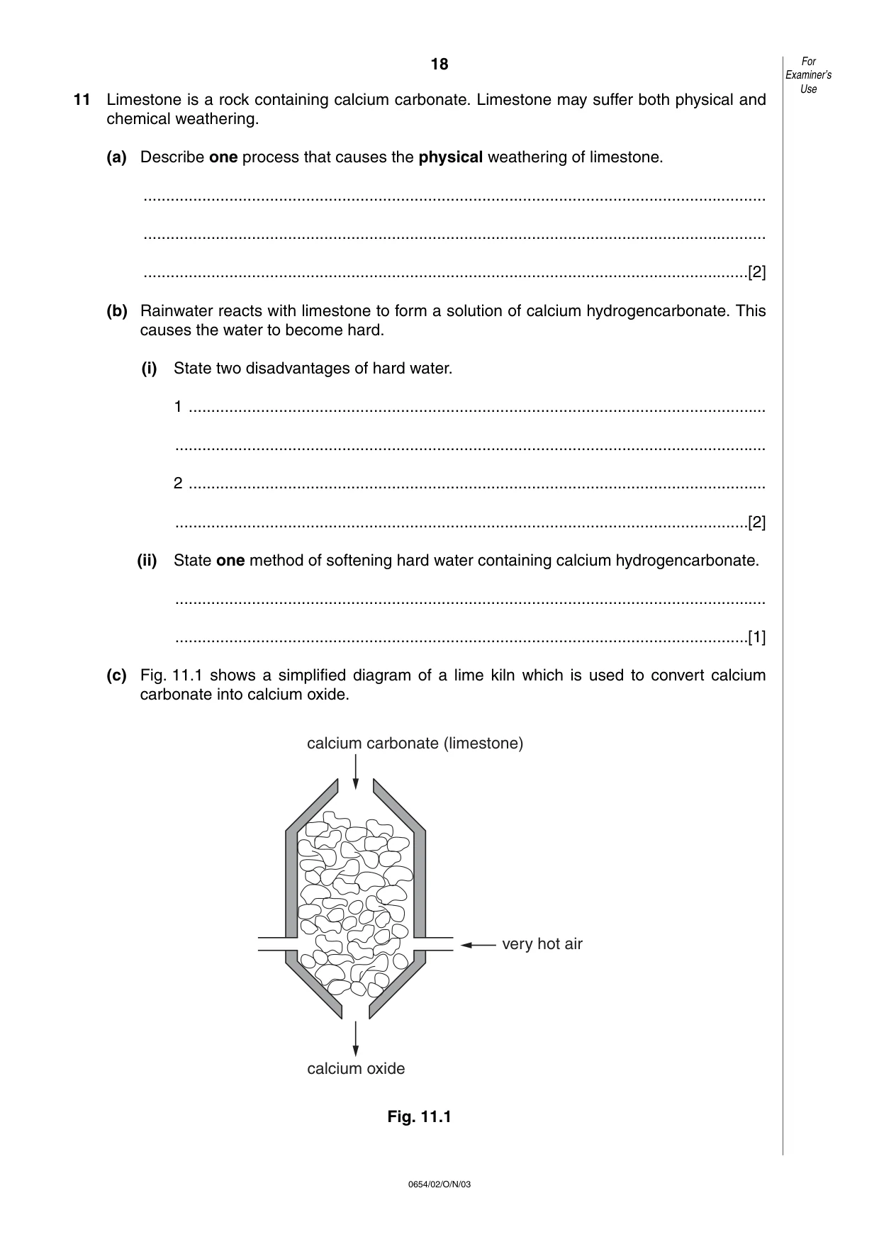 Cambridge IGCSE Sciences - Co-ordinated (Double) 0654 2003 Oct/Nov Paper 2 · Variant 1 question paper, page 18 of 20