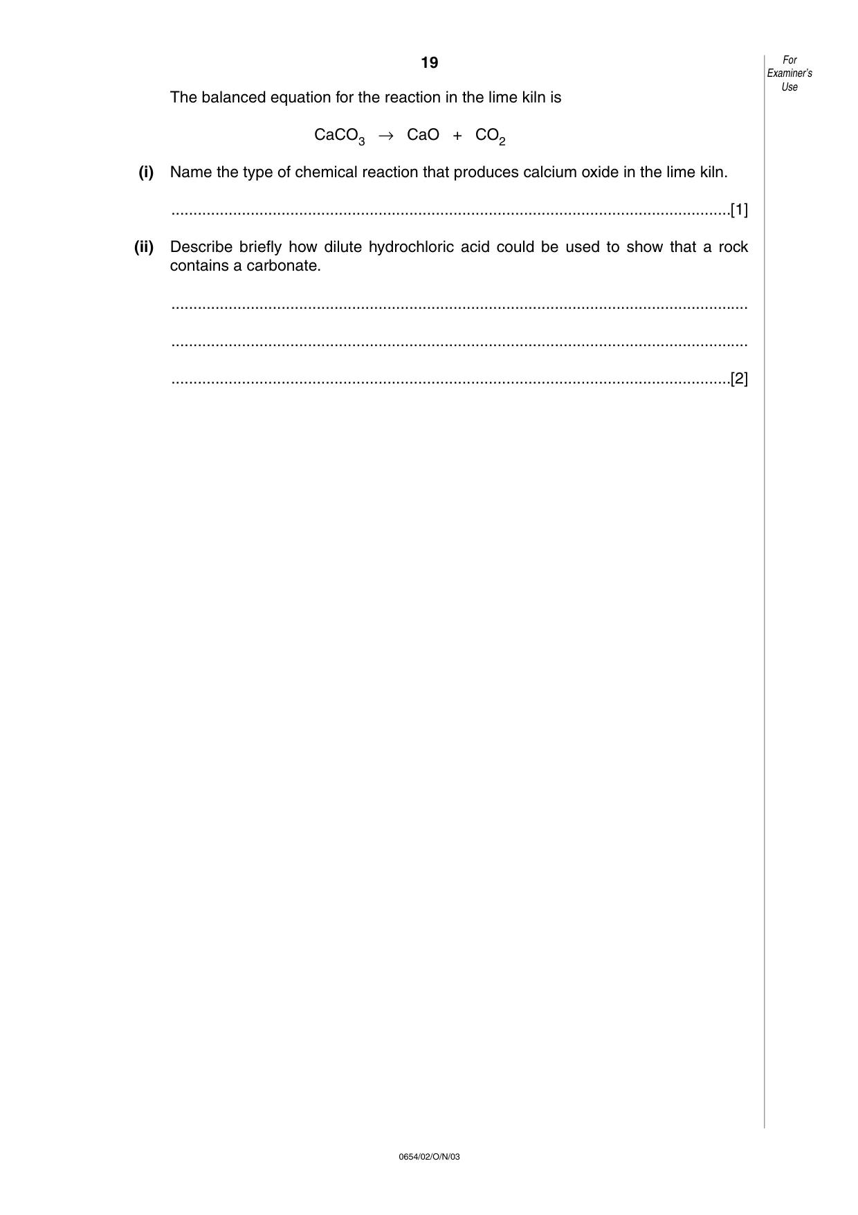 Cambridge IGCSE Sciences - Co-ordinated (Double) 0654 2003 Oct/Nov Paper 2 · Variant 1 question paper, page 19 of 20