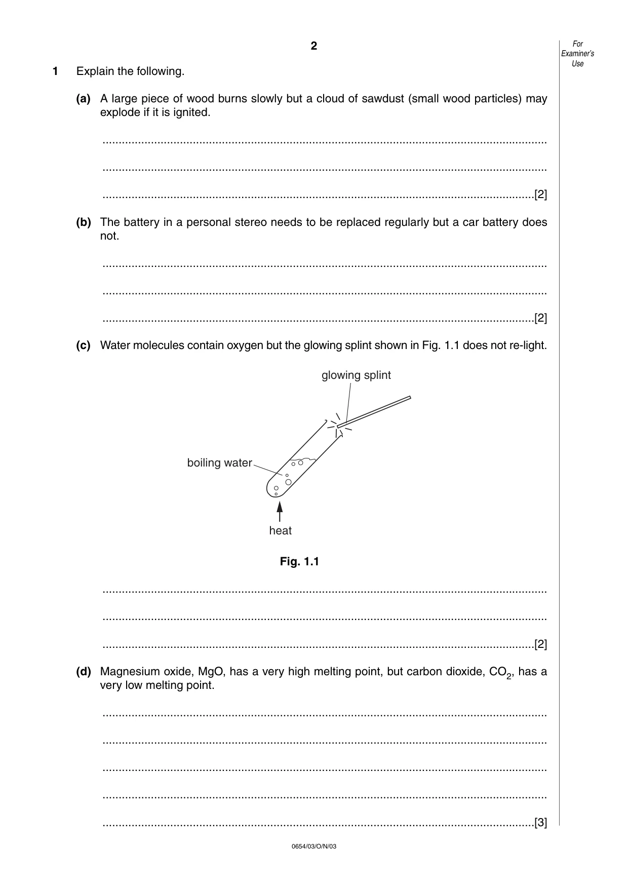 Cambridge IGCSE Sciences - Co-ordinated (Double) 0654 2003 Oct/Nov Paper 3 · Variant 1 question paper, page 2 of 24