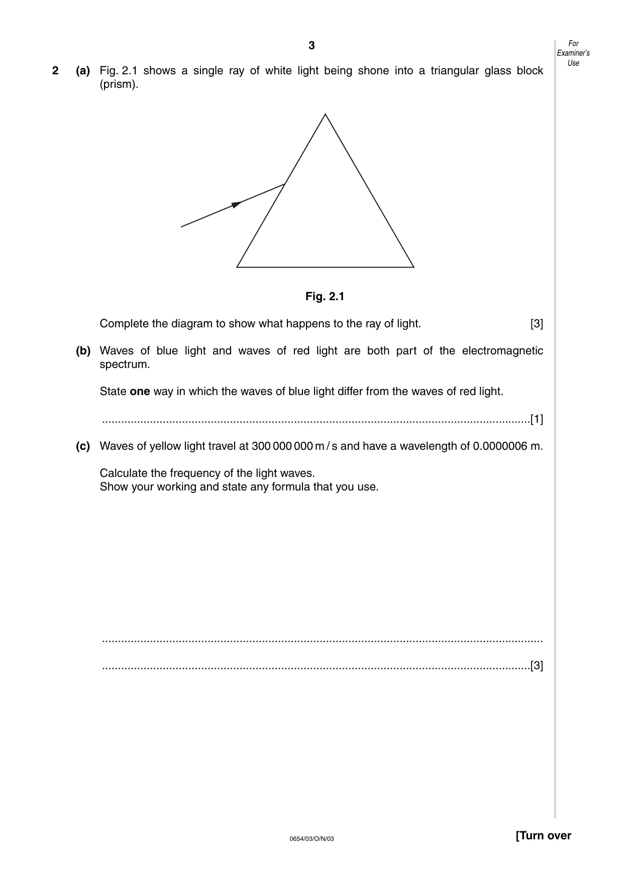 Cambridge IGCSE Sciences - Co-ordinated (Double) 0654 2003 Oct/Nov Paper 3 · Variant 1 question paper, page 3 of 24