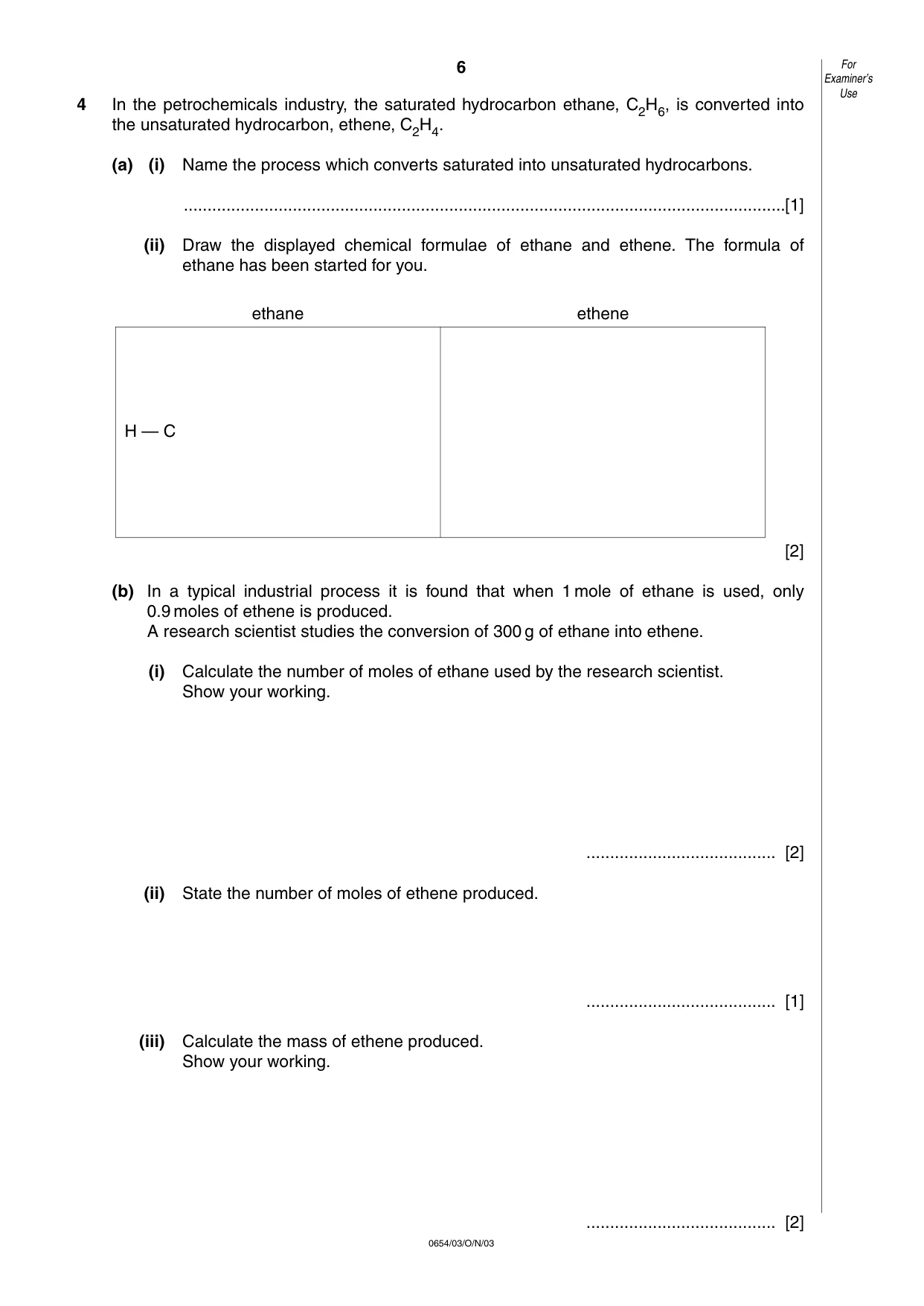 Cambridge IGCSE Sciences - Co-ordinated (Double) 0654 2003 Oct/Nov Paper 3 · Variant 1 question paper, page 6 of 24