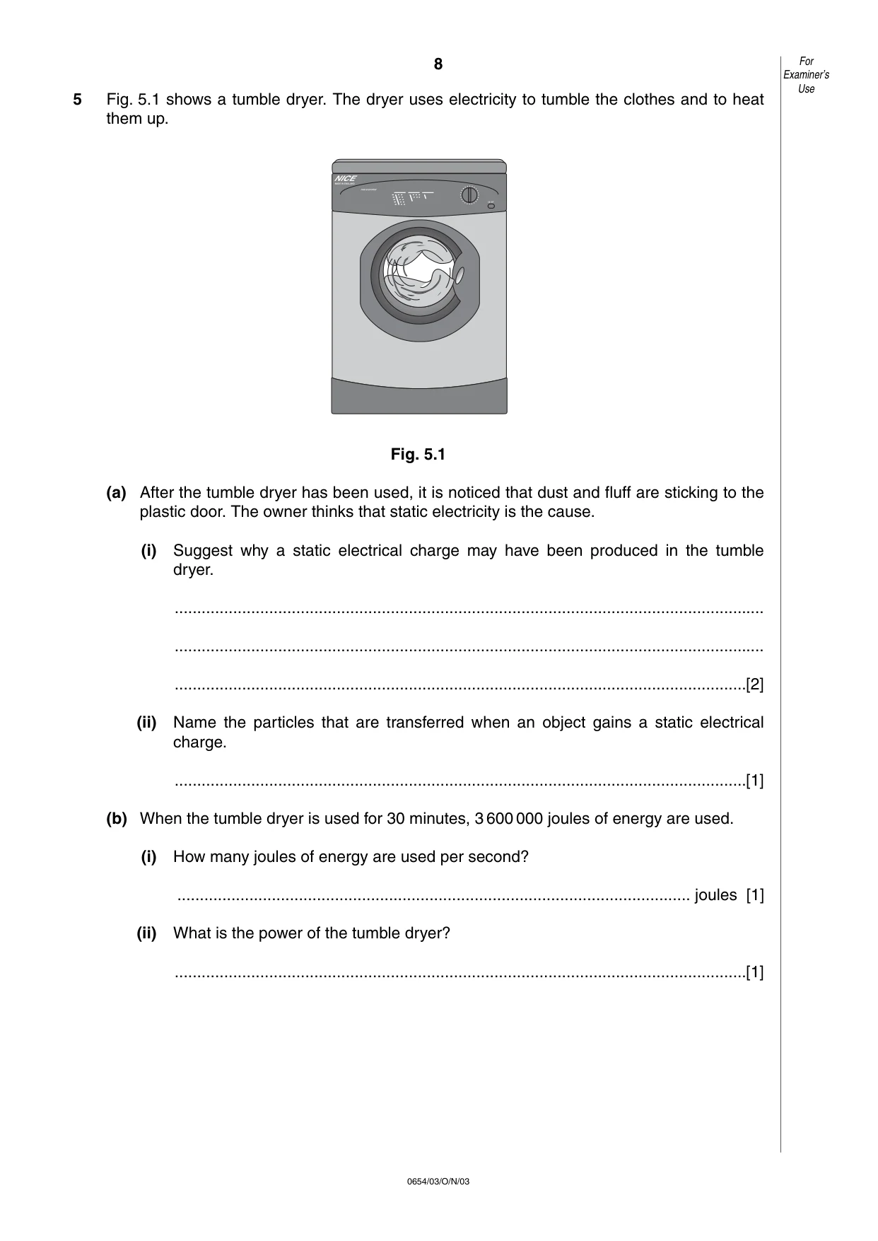 Cambridge IGCSE Sciences - Co-ordinated (Double) 0654 2003 Oct/Nov Paper 3 · Variant 1 question paper, page 8 of 24