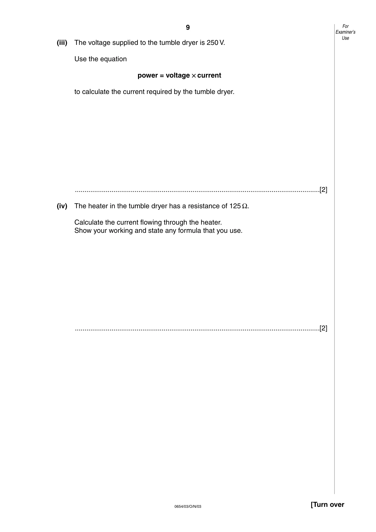 Cambridge IGCSE Sciences - Co-ordinated (Double) 0654 2003 Oct/Nov Paper 3 · Variant 1 question paper, page 9 of 24