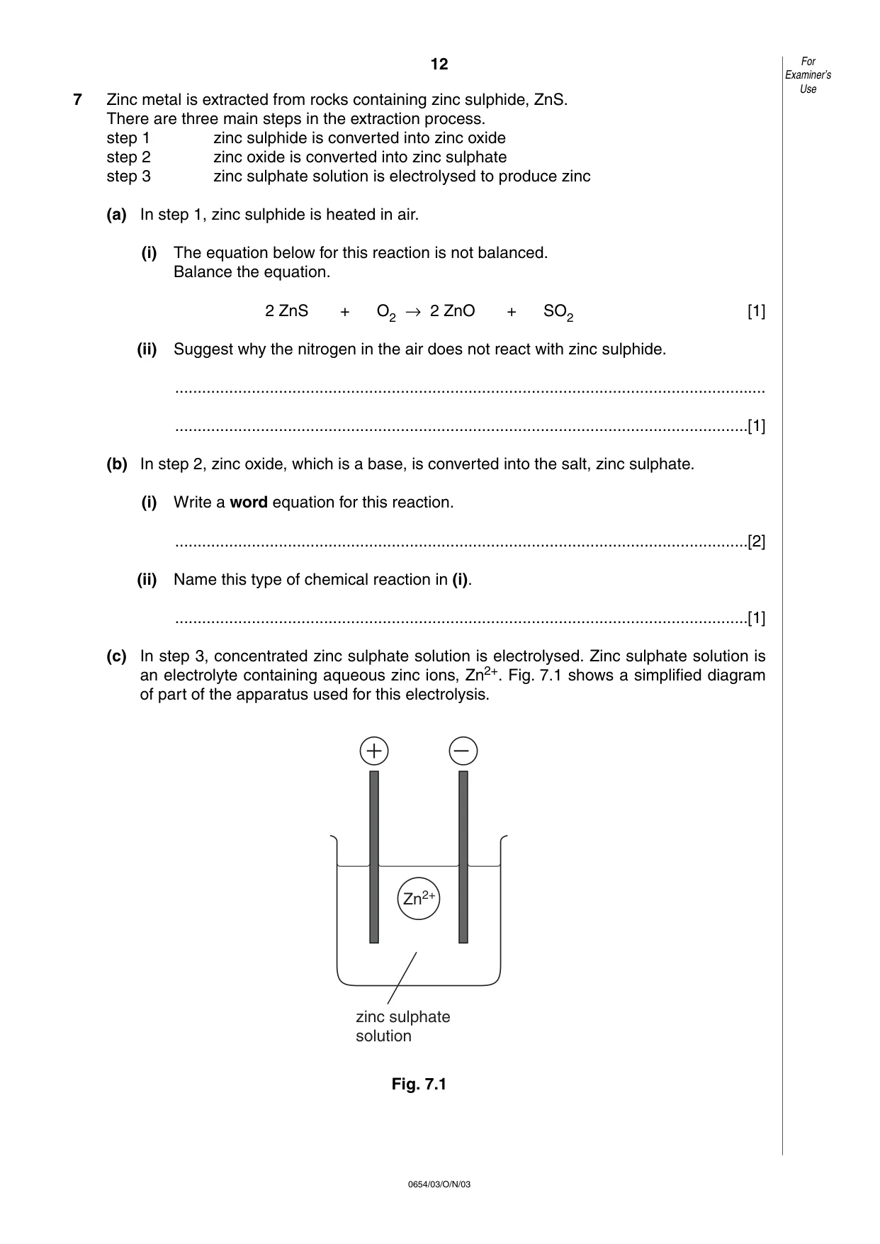 Cambridge IGCSE Sciences - Co-ordinated (Double) 0654 2003 Oct/Nov Paper 3 · Variant 1 question paper, page 12 of 24