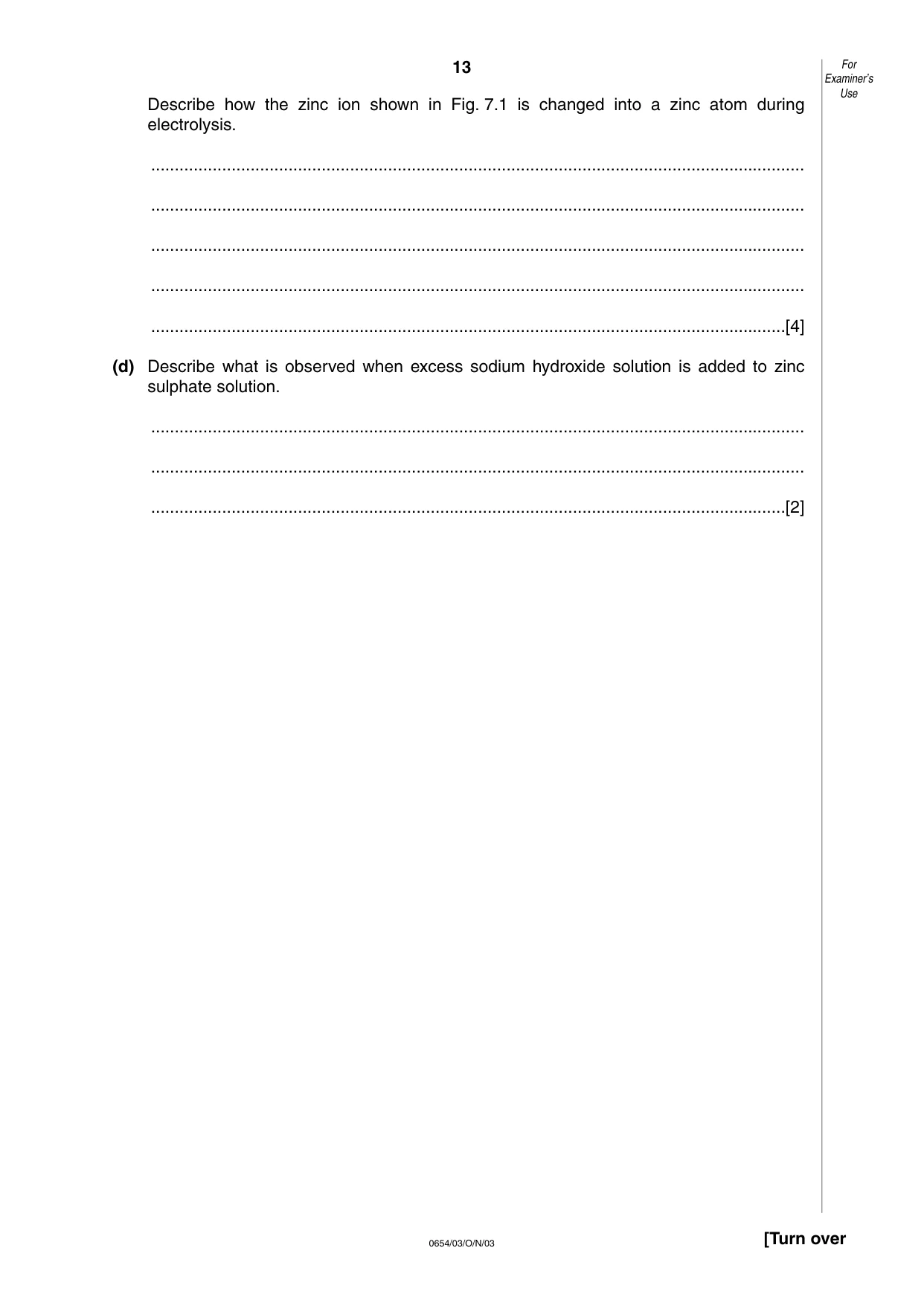 Cambridge IGCSE Sciences - Co-ordinated (Double) 0654 2003 Oct/Nov Paper 3 · Variant 1 question paper, page 13 of 24