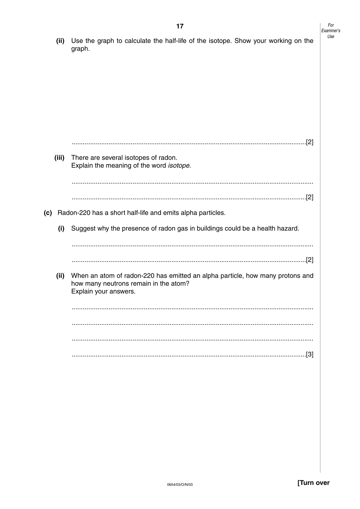 Cambridge IGCSE Sciences - Co-ordinated (Double) 0654 2003 Oct/Nov Paper 3 · Variant 1 question paper, page 17 of 24