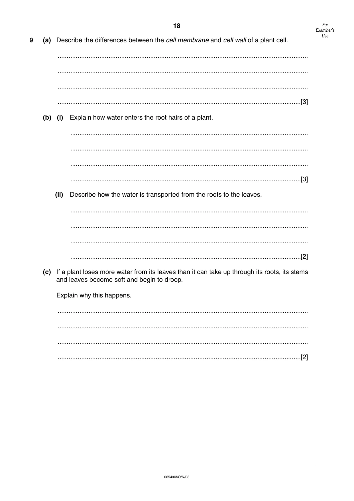 Cambridge IGCSE Sciences - Co-ordinated (Double) 0654 2003 Oct/Nov Paper 3 · Variant 1 question paper, page 18 of 24