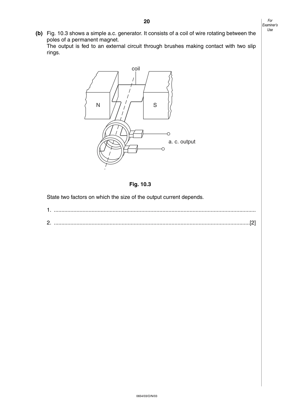 Cambridge IGCSE Sciences - Co-ordinated (Double) 0654 2003 Oct/Nov Paper 3 · Variant 1 question paper, page 20 of 24