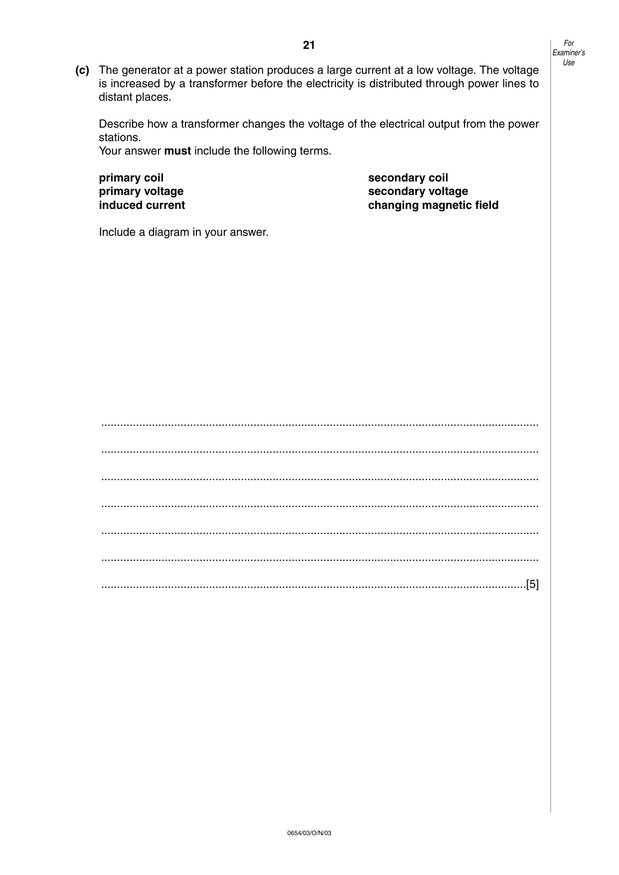 Cambridge IGCSE Sciences - Co-ordinated (Double) 0654 2003 Oct/Nov Paper 3 · Variant 1 question paper, page 21 of 24
