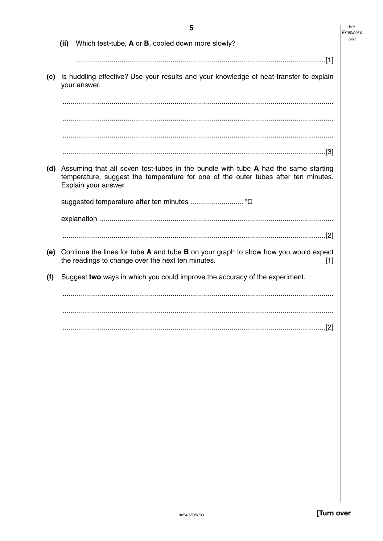 Cambridge IGCSE Sciences - Co-ordinated (Double) 0654 2003 Oct/Nov Paper 5 · Variant 1 question paper, page 5 of 12