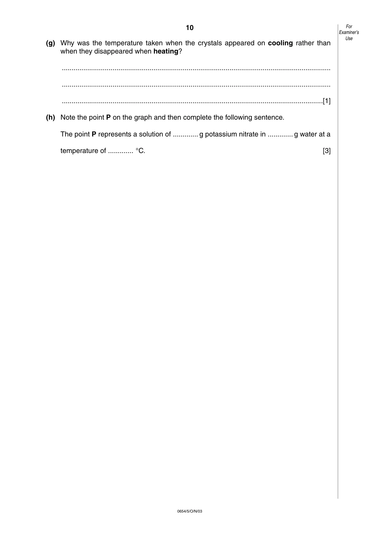 Cambridge IGCSE Sciences - Co-ordinated (Double) 0654 2003 Oct/Nov Paper 5 · Variant 1 question paper, page 10 of 12