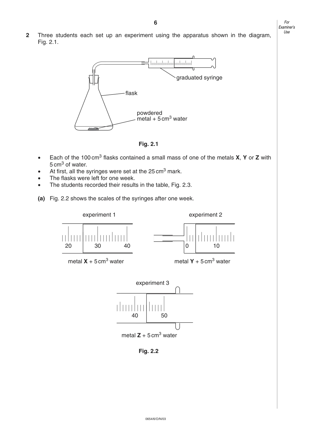 Cambridge IGCSE Sciences - Co-ordinated (Double) 0654 2003 Oct/Nov Paper 6 · Variant 1 question paper, page 6 of 20