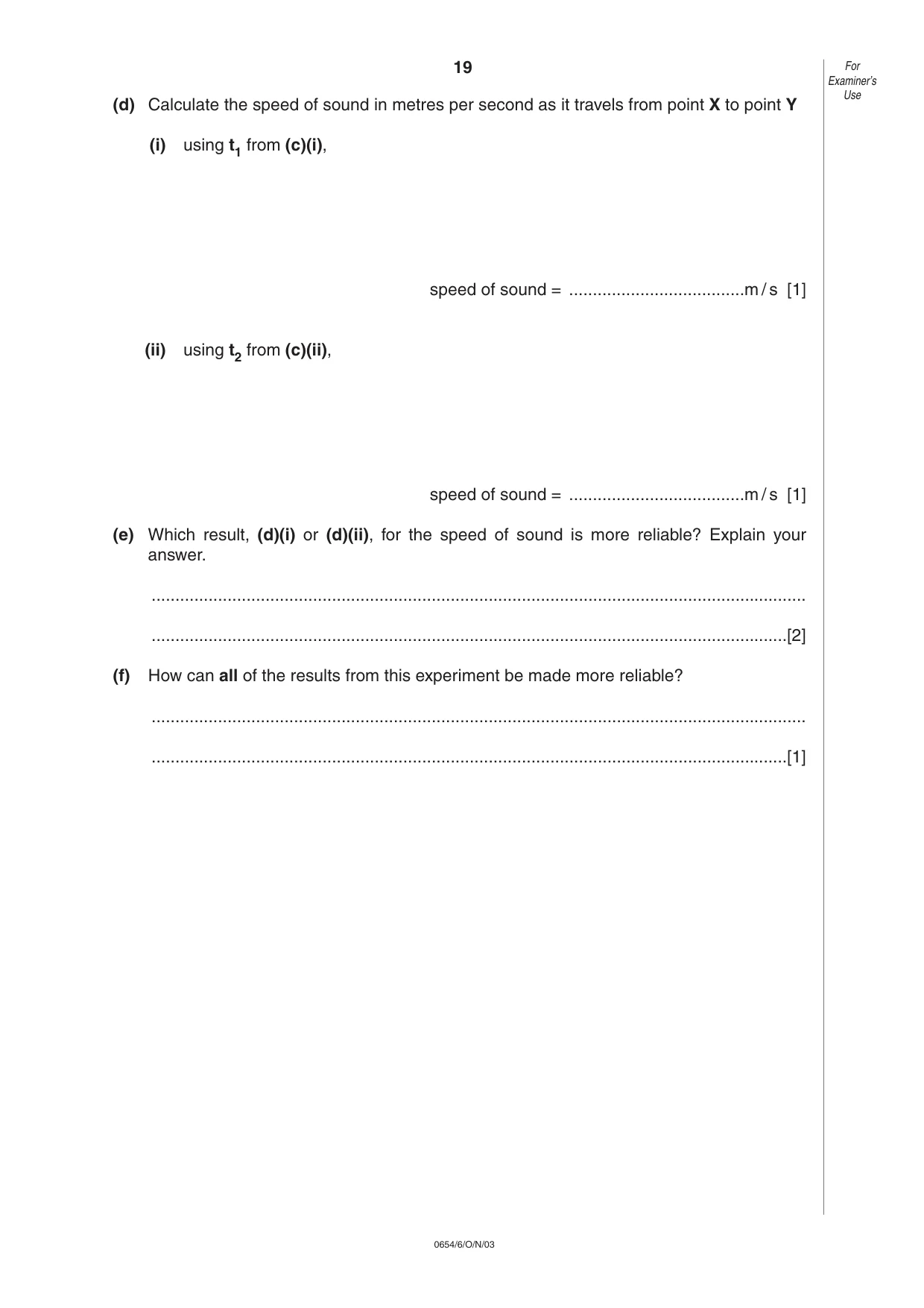Cambridge IGCSE Sciences - Co-ordinated (Double) 0654 2003 Oct/Nov Paper 6 · Variant 1 question paper, page 19 of 20