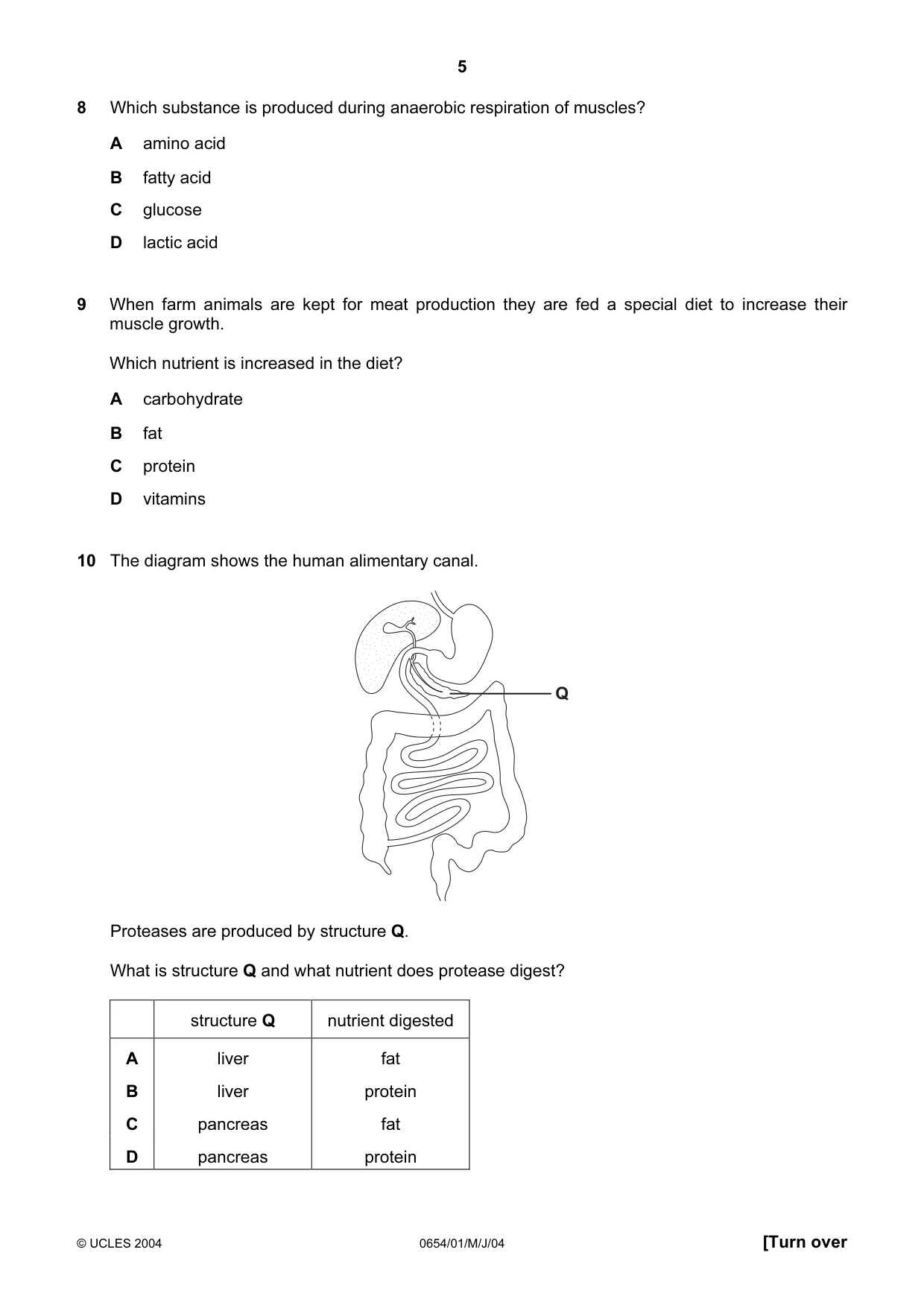 Cambridge IGCSE Sciences - Co-ordinated (Double) 0654 2004 May/June Paper 1 · Variant 1 question paper, page 5 of 20