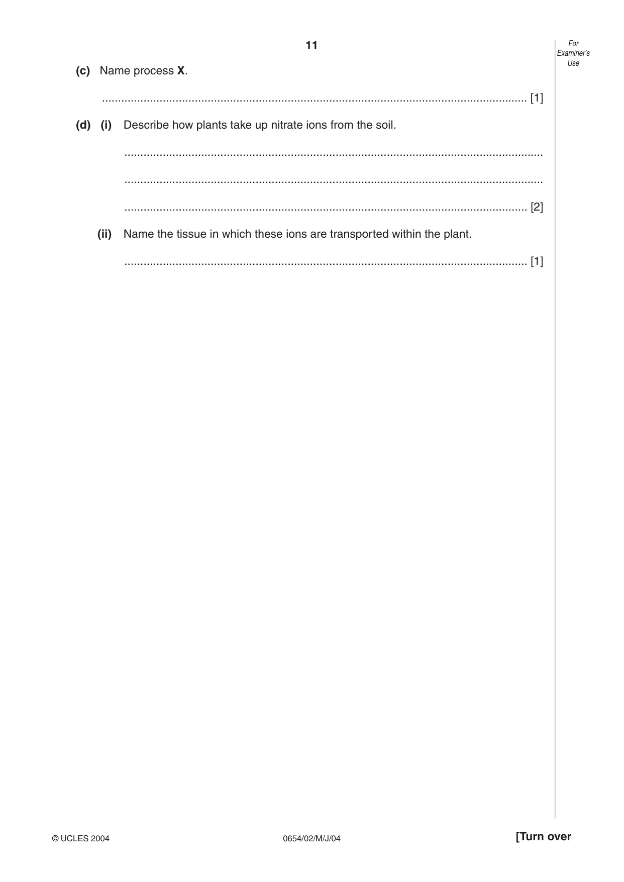 Cambridge IGCSE Sciences - Co-ordinated (Double) 0654 2004 May/June Paper 2 · Variant 1 question paper, page 11 of 24