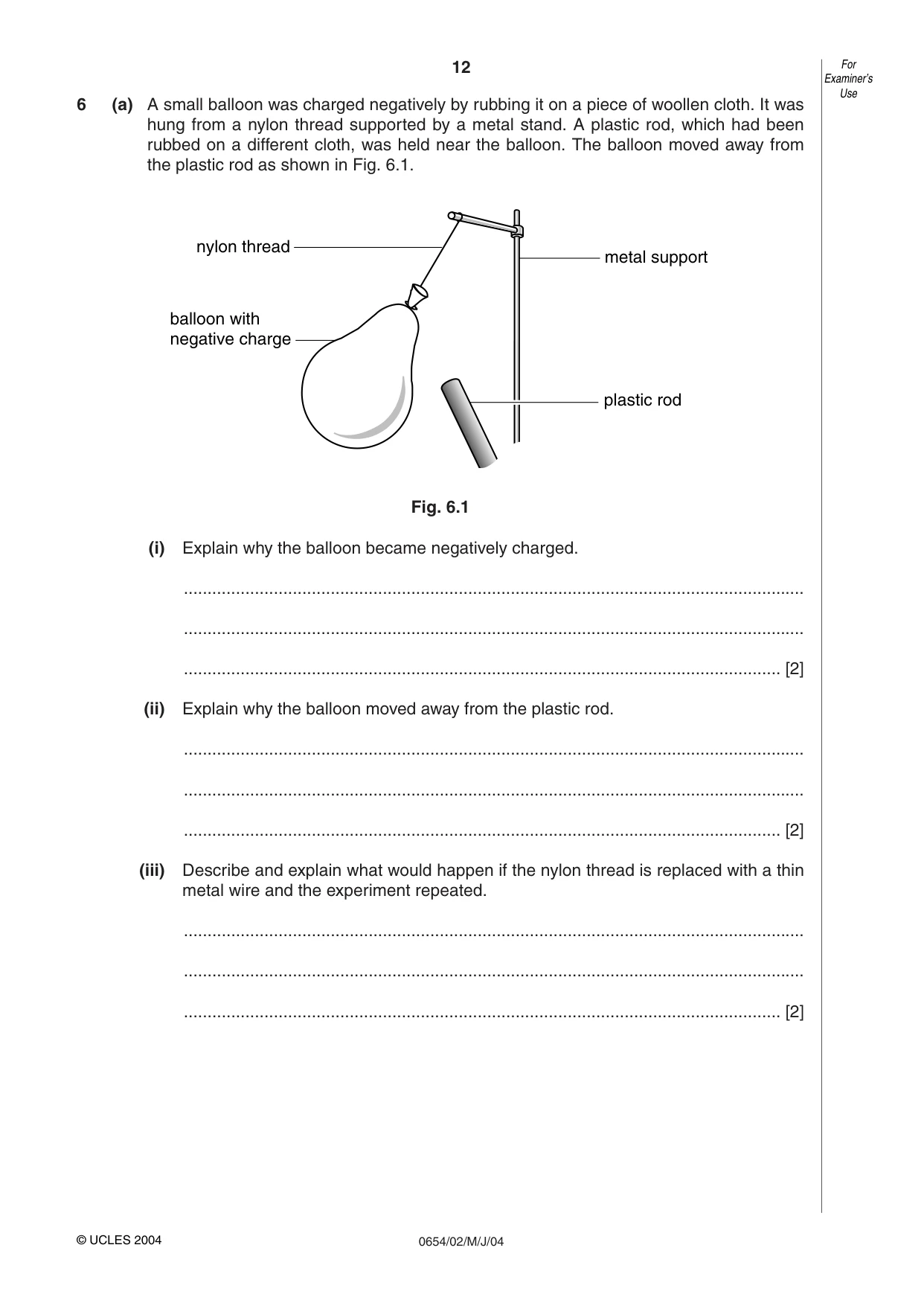 Cambridge IGCSE Sciences - Co-ordinated (Double) 0654 2004 May/June Paper 2 · Variant 1 question paper, page 12 of 24