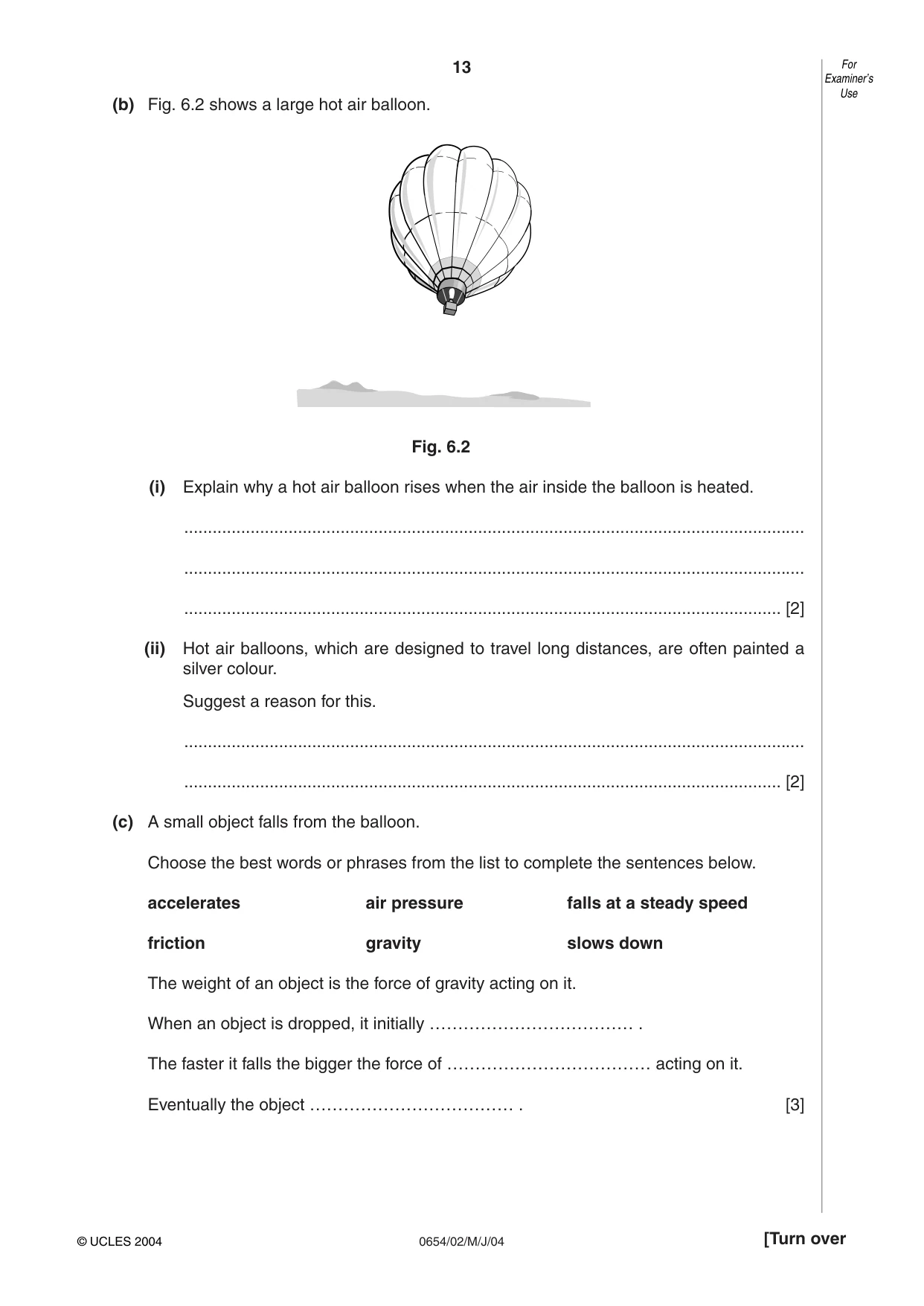 Cambridge IGCSE Sciences - Co-ordinated (Double) 0654 2004 May/June Paper 2 · Variant 1 question paper, page 13 of 24