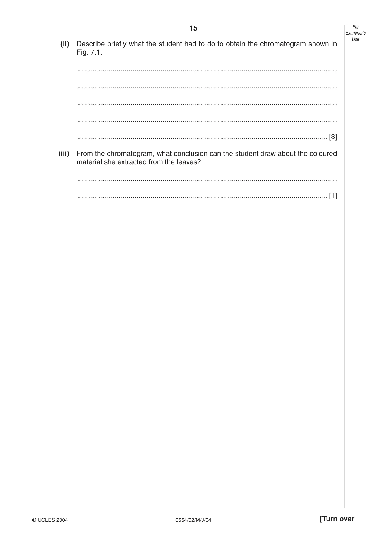 Cambridge IGCSE Sciences - Co-ordinated (Double) 0654 2004 May/June Paper 2 · Variant 1 question paper, page 15 of 24