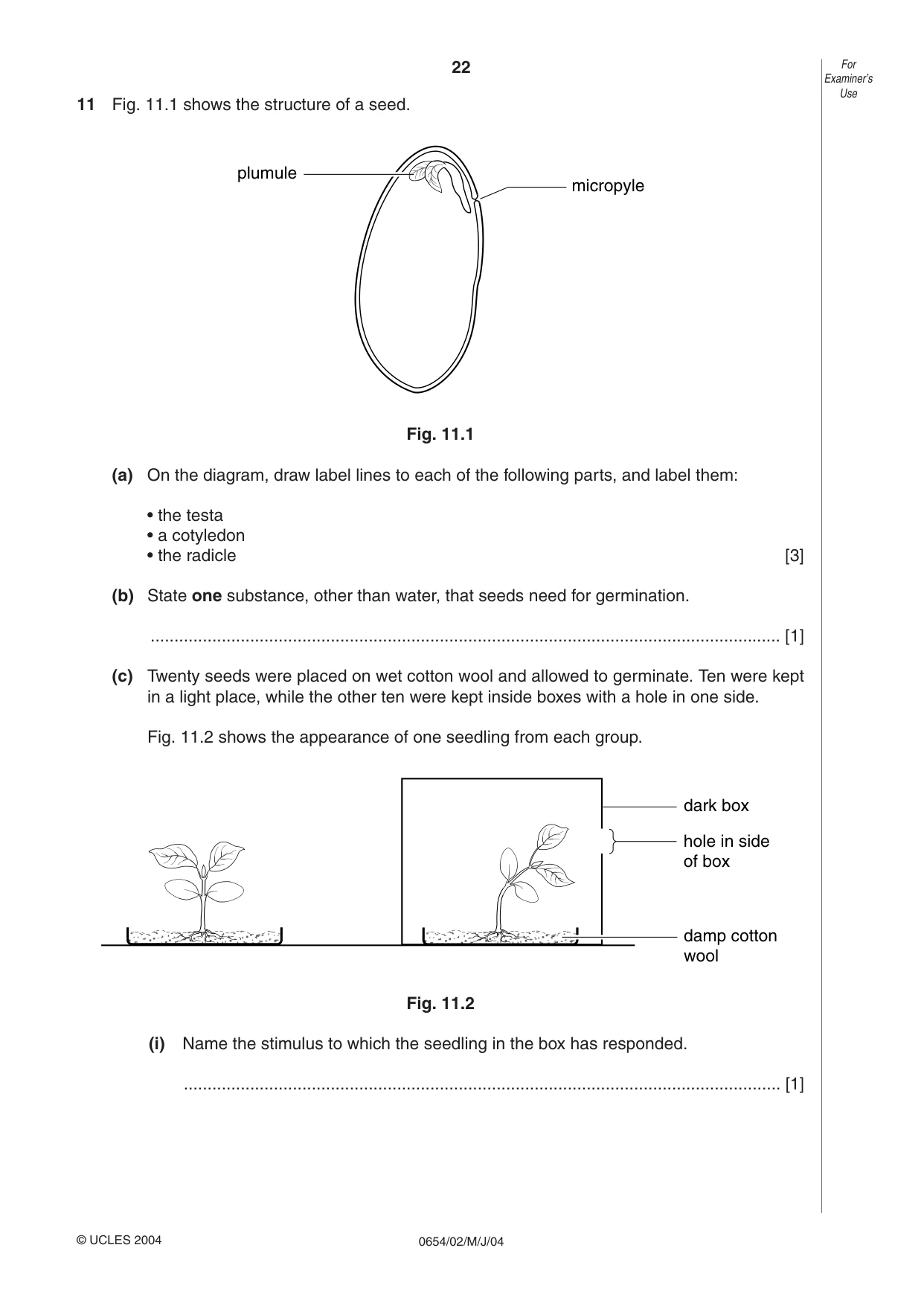 Cambridge IGCSE Sciences - Co-ordinated (Double) 0654 2004 May/June Paper 2 · Variant 1 question paper, page 22 of 24