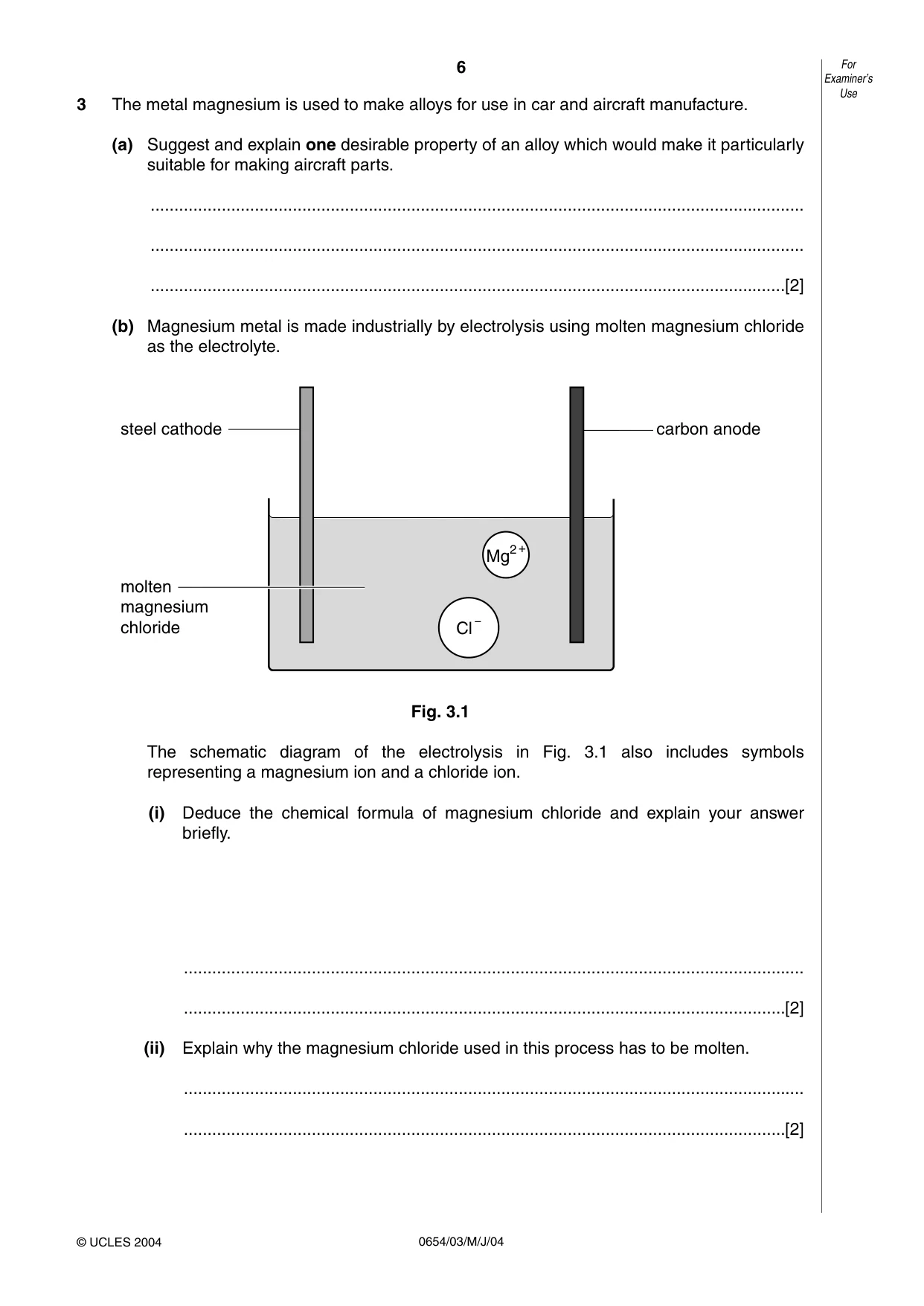 Cambridge IGCSE Sciences - Co-ordinated (Double) 0654 2004 May/June Paper 3 · Variant 1 question paper, page 6 of 24