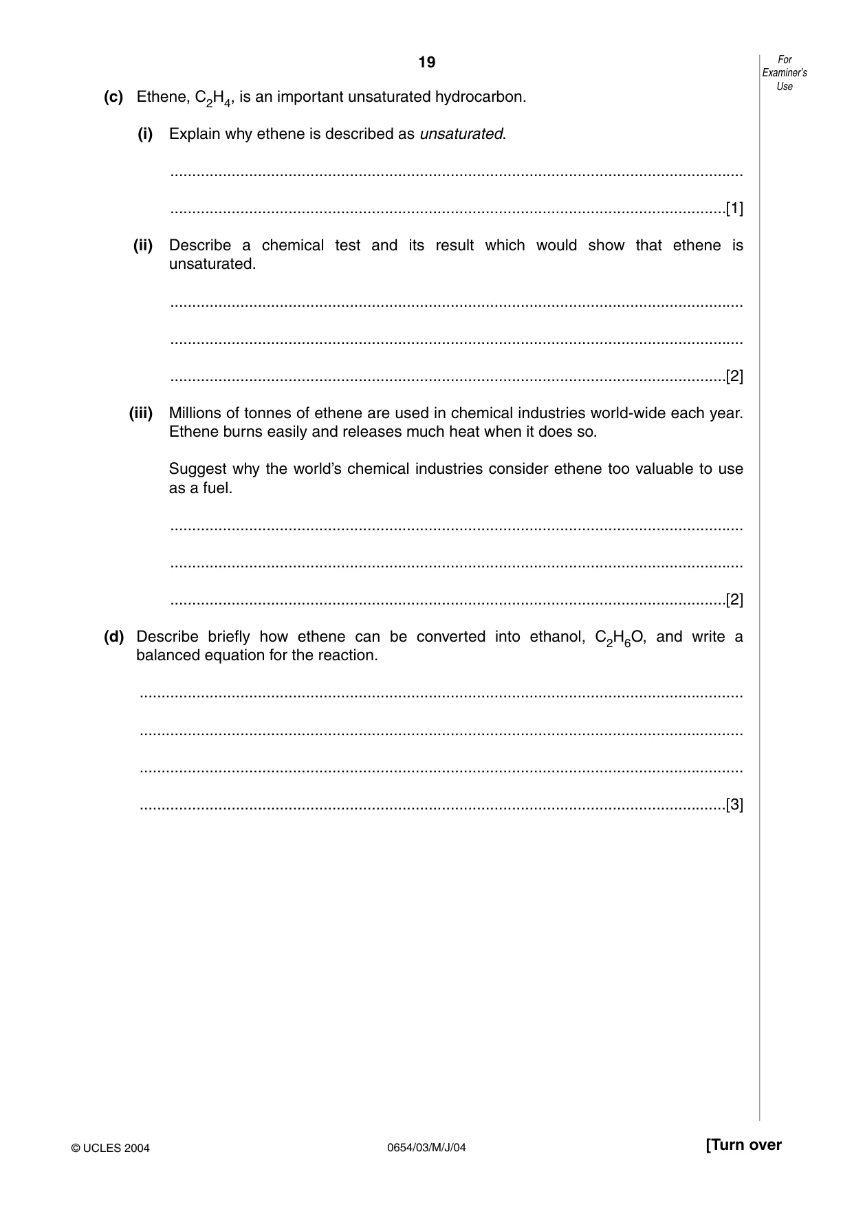 Cambridge IGCSE Sciences - Co-ordinated (Double) 0654 2004 May/June Paper 3 · Variant 1 question paper, page 19 of 24