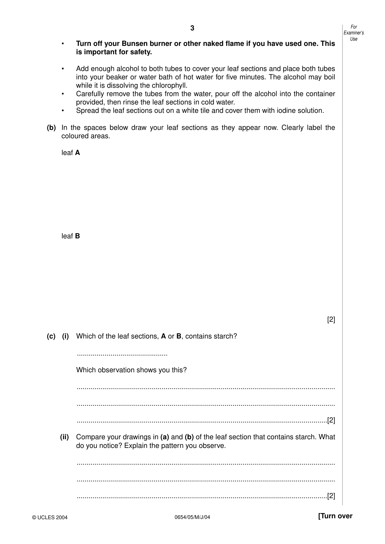 Cambridge IGCSE Sciences - Co-ordinated (Double) 0654 2004 May/June Paper 5 · Variant 1 question paper, page 3 of 12