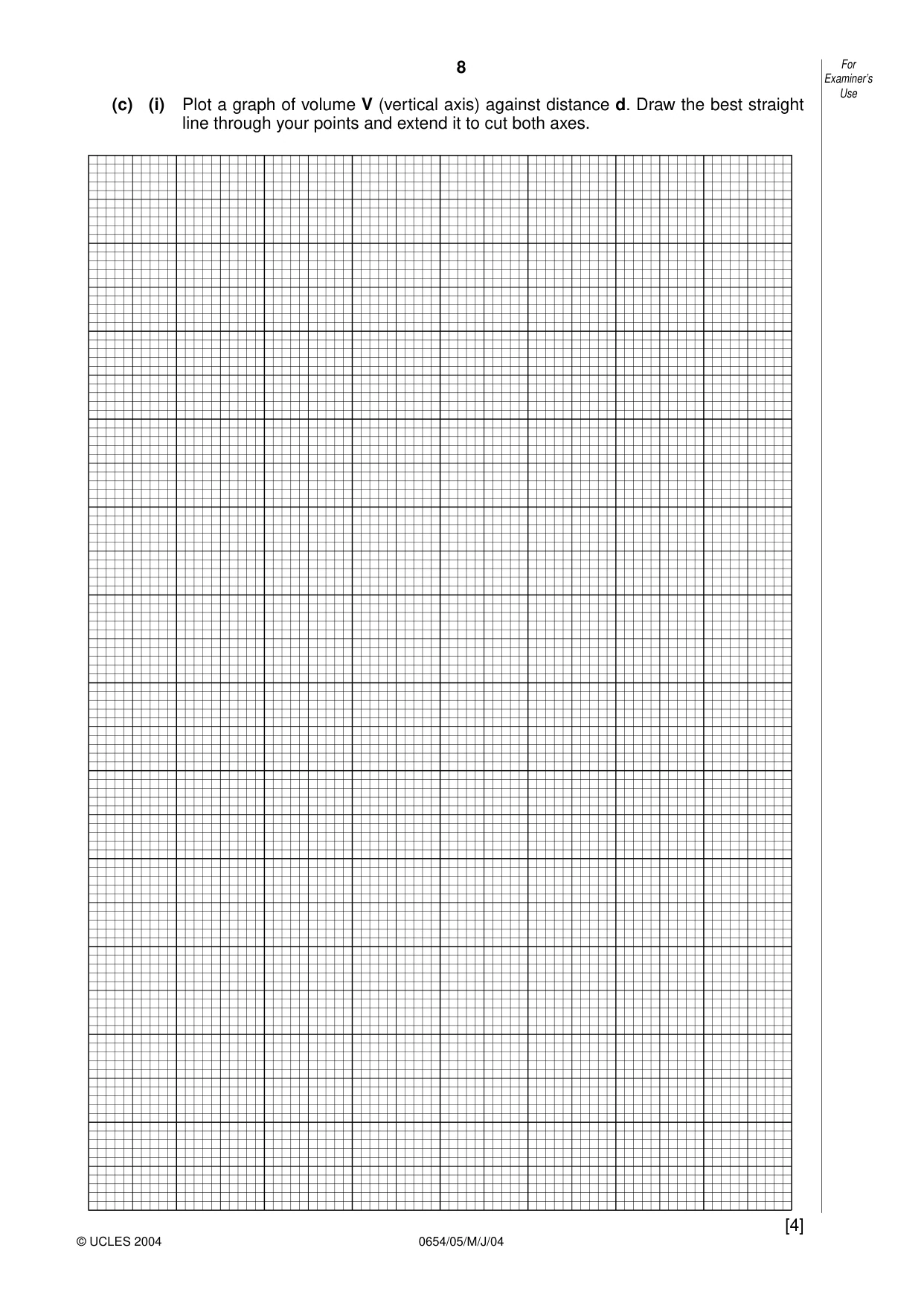 Cambridge IGCSE Sciences - Co-ordinated (Double) 0654 2004 May/June Paper 5 · Variant 1 question paper, page 8 of 12