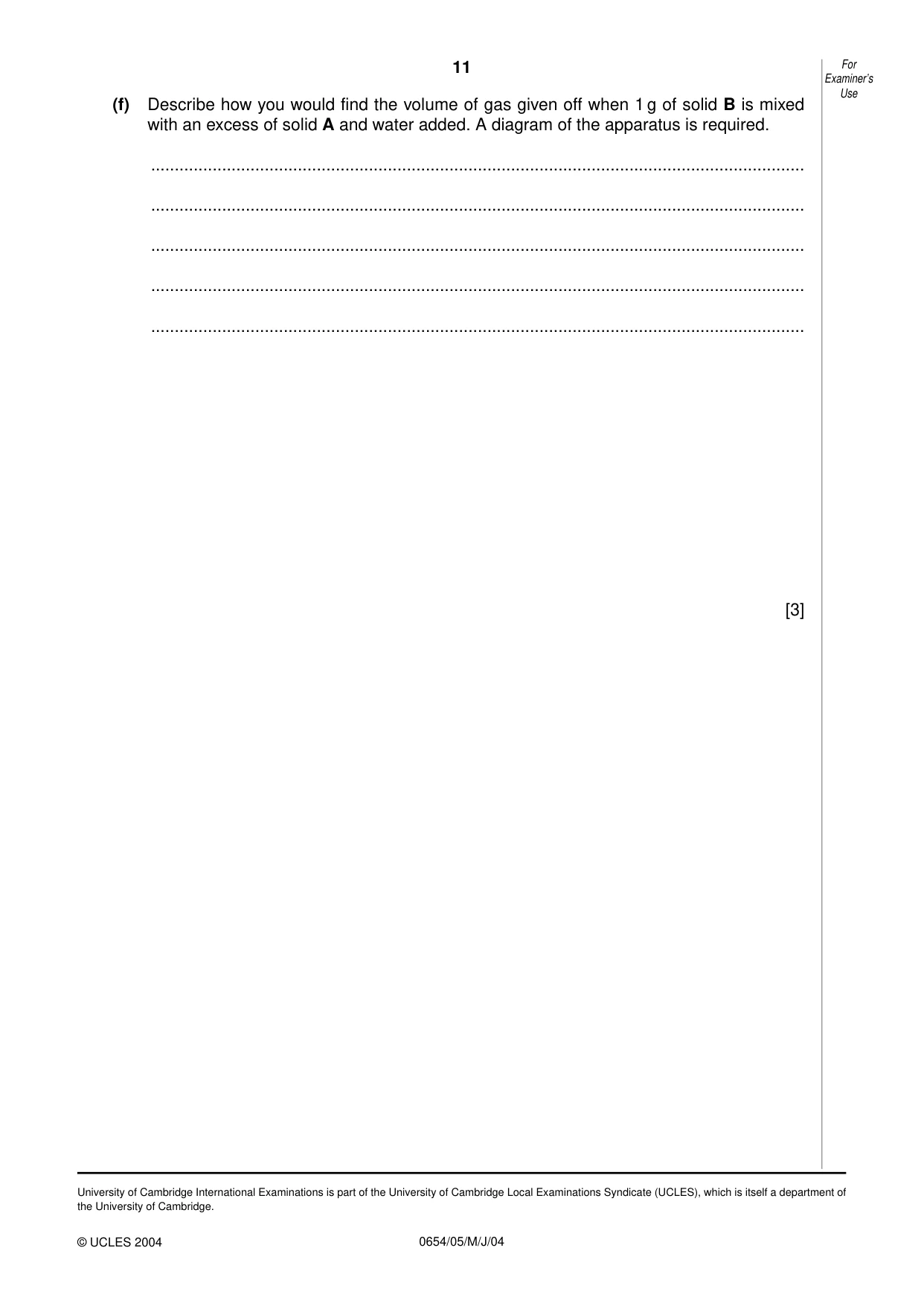 Cambridge IGCSE Sciences - Co-ordinated (Double) 0654 2004 May/June Paper 5 · Variant 1 question paper, page 11 of 12