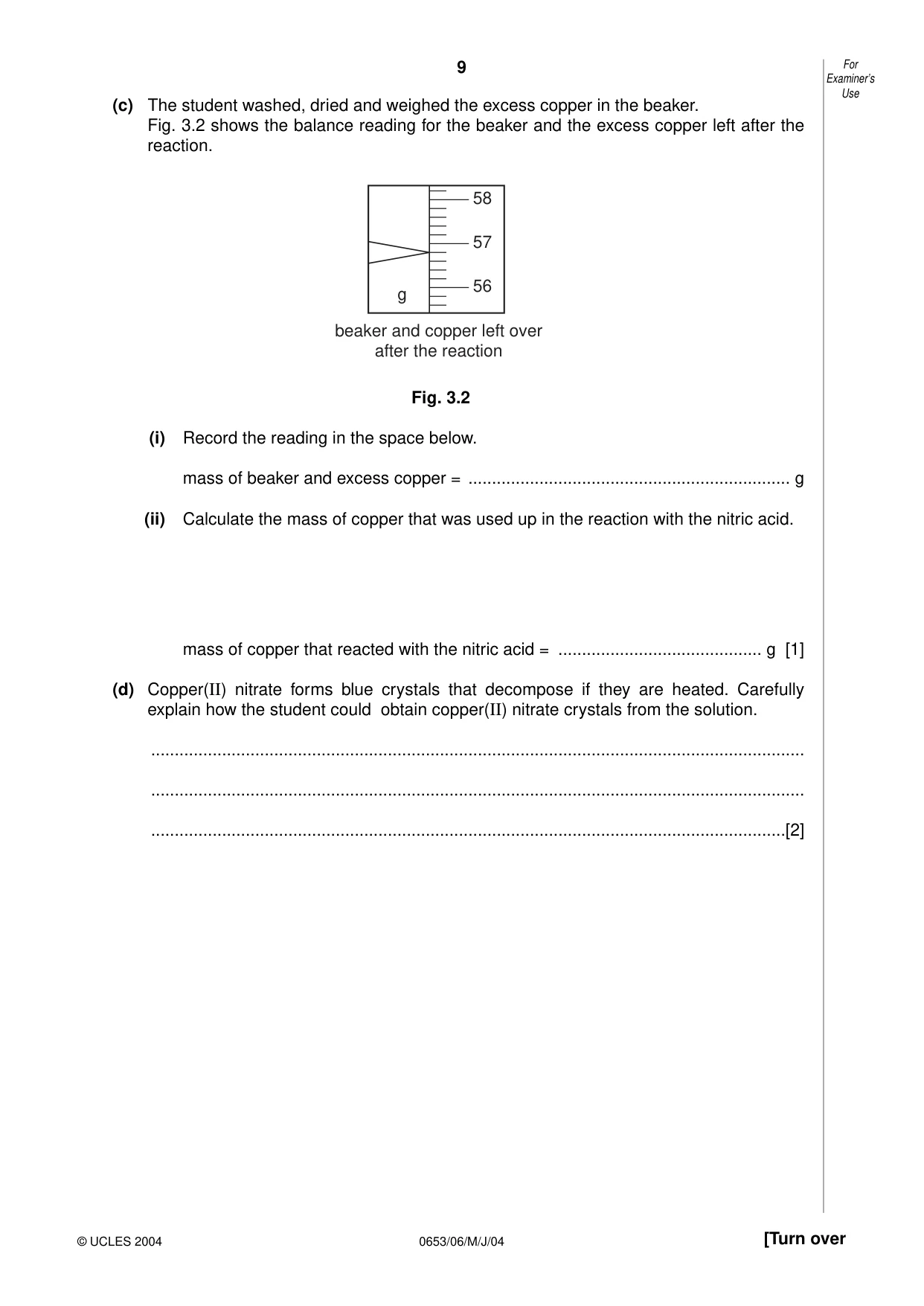 Cambridge IGCSE Sciences - Co-ordinated (Double) 0654 2004 May/June Paper 6 · Variant 1 question paper, page 9 of 20