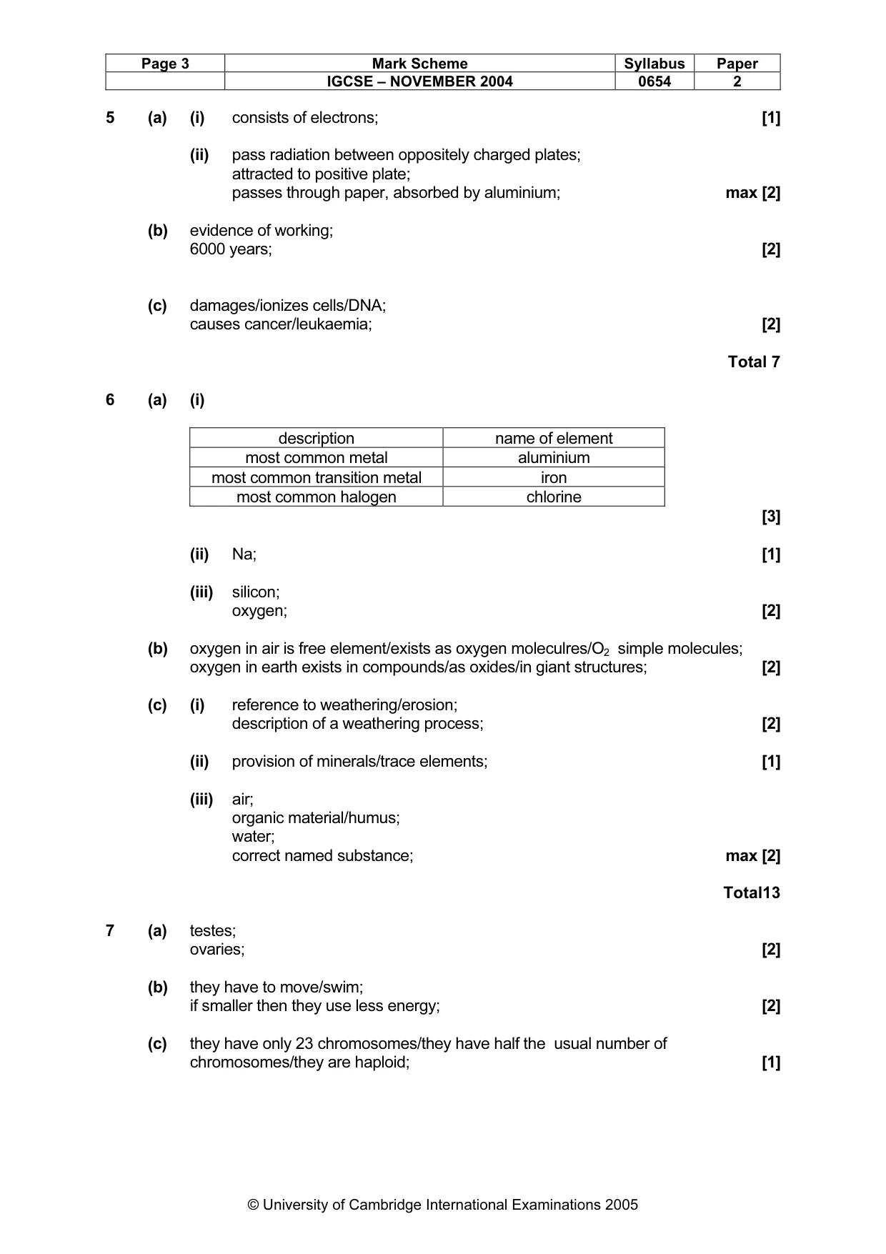 Mark scheme, page 6 of 8
