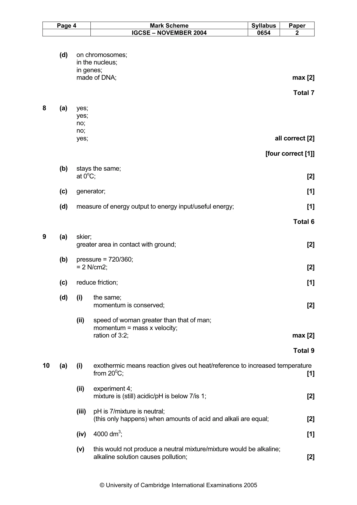 Mark scheme, page 7 of 8