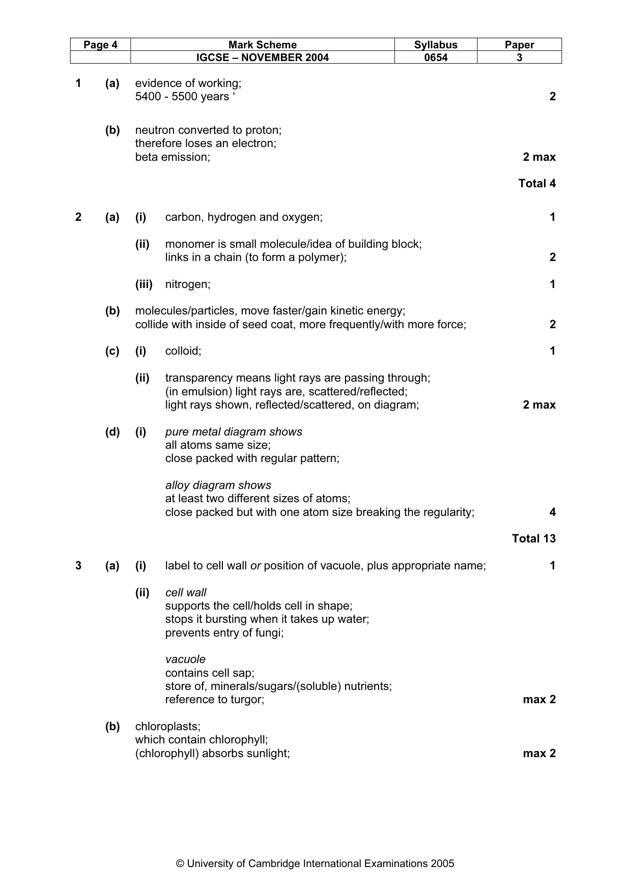 Mark scheme, page 4 of 8