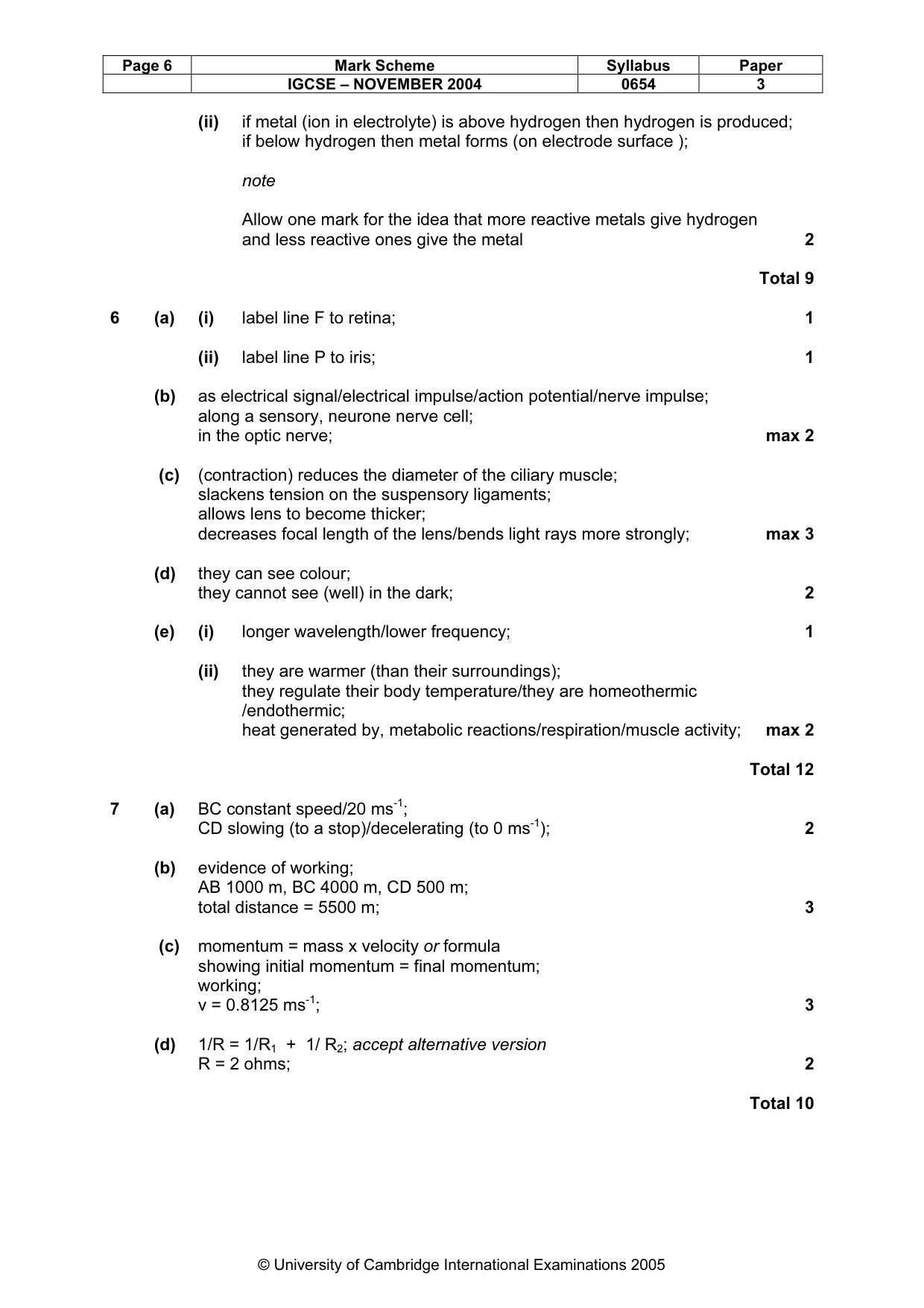 Mark scheme, page 6 of 8