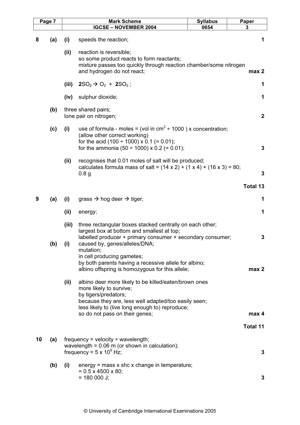 Mark scheme, page 7 of 8