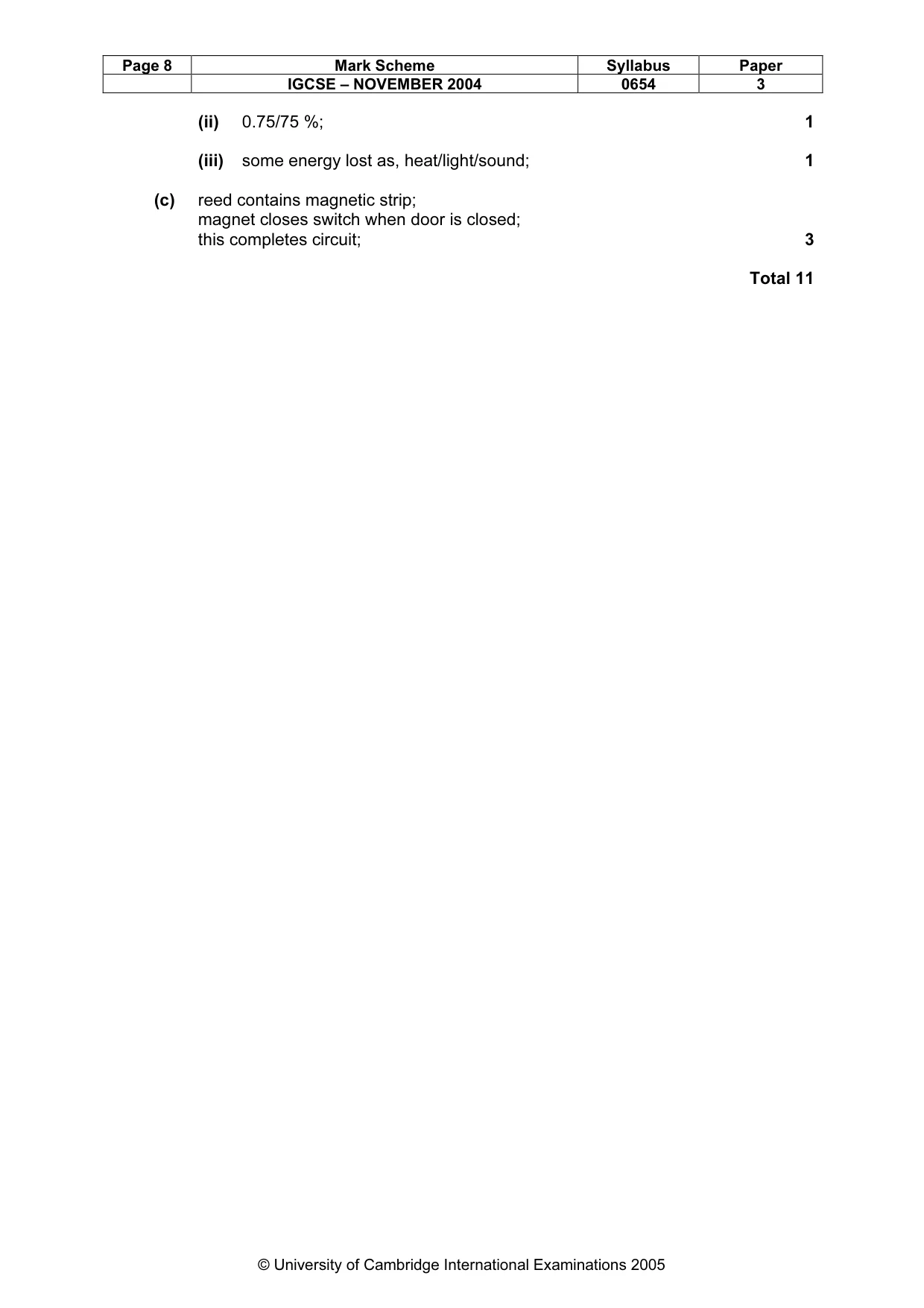 Mark scheme, page 8 of 8