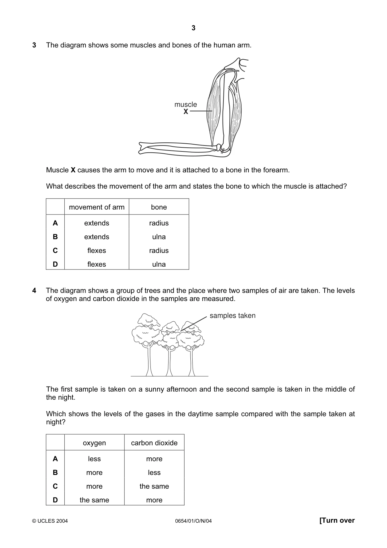 Cambridge IGCSE Sciences - Co-ordinated (Double) 0654 2004 Oct/Nov Paper 1 · Variant 1 question paper, page 3 of 20