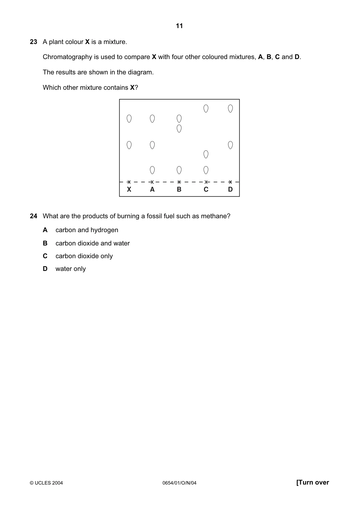 Cambridge IGCSE Sciences - Co-ordinated (Double) 0654 2004 Oct/Nov Paper 1 · Variant 1 question paper, page 11 of 20