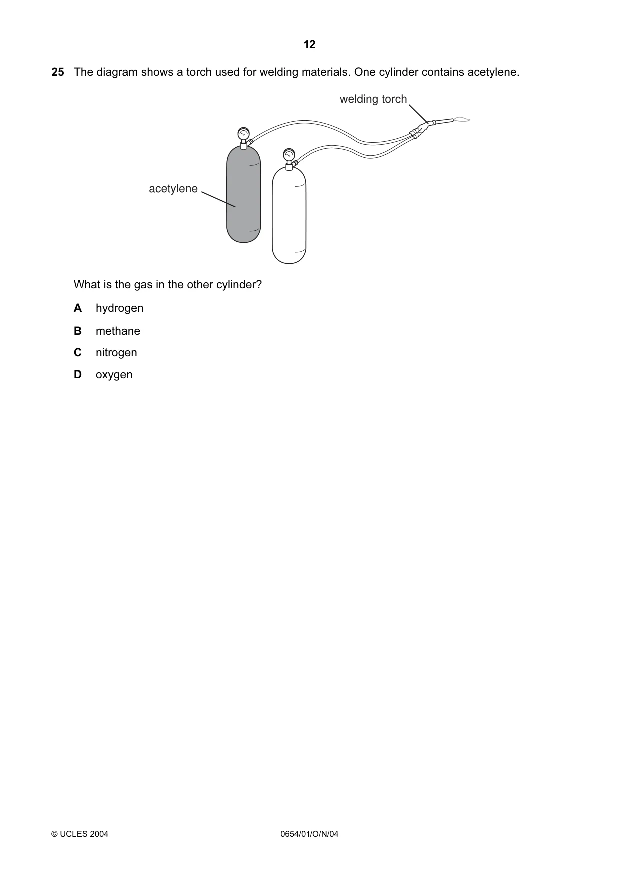 Cambridge IGCSE Sciences - Co-ordinated (Double) 0654 2004 Oct/Nov Paper 1 · Variant 1 question paper, page 12 of 20